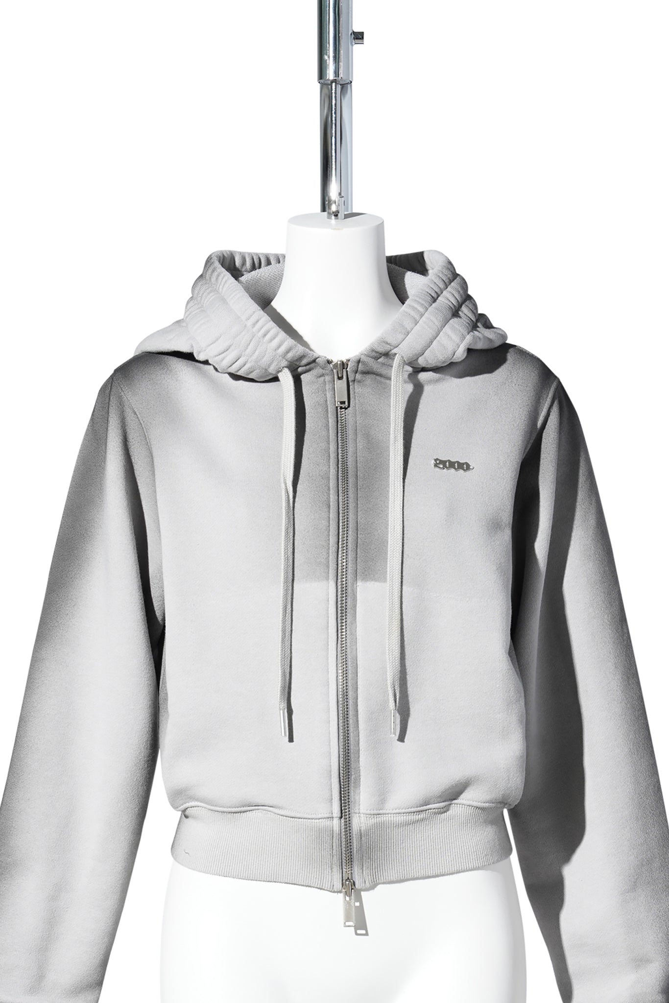 MOSS WASHED HOODIE ZIP UP / STONE GREY