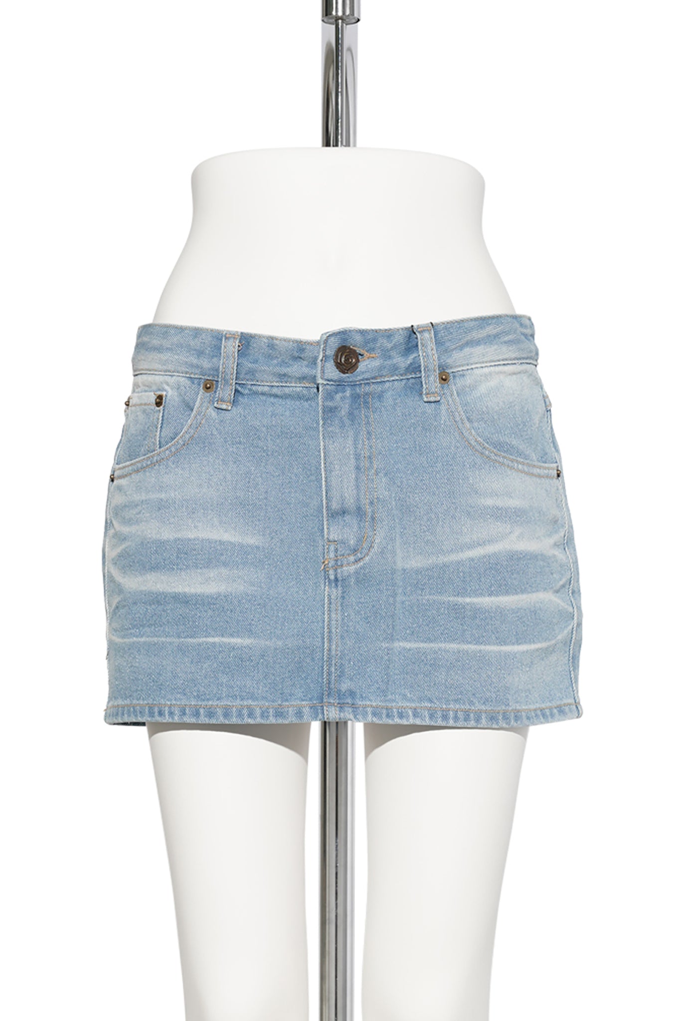 EMBOSSED DENIM SKIRT / ICE BLUE