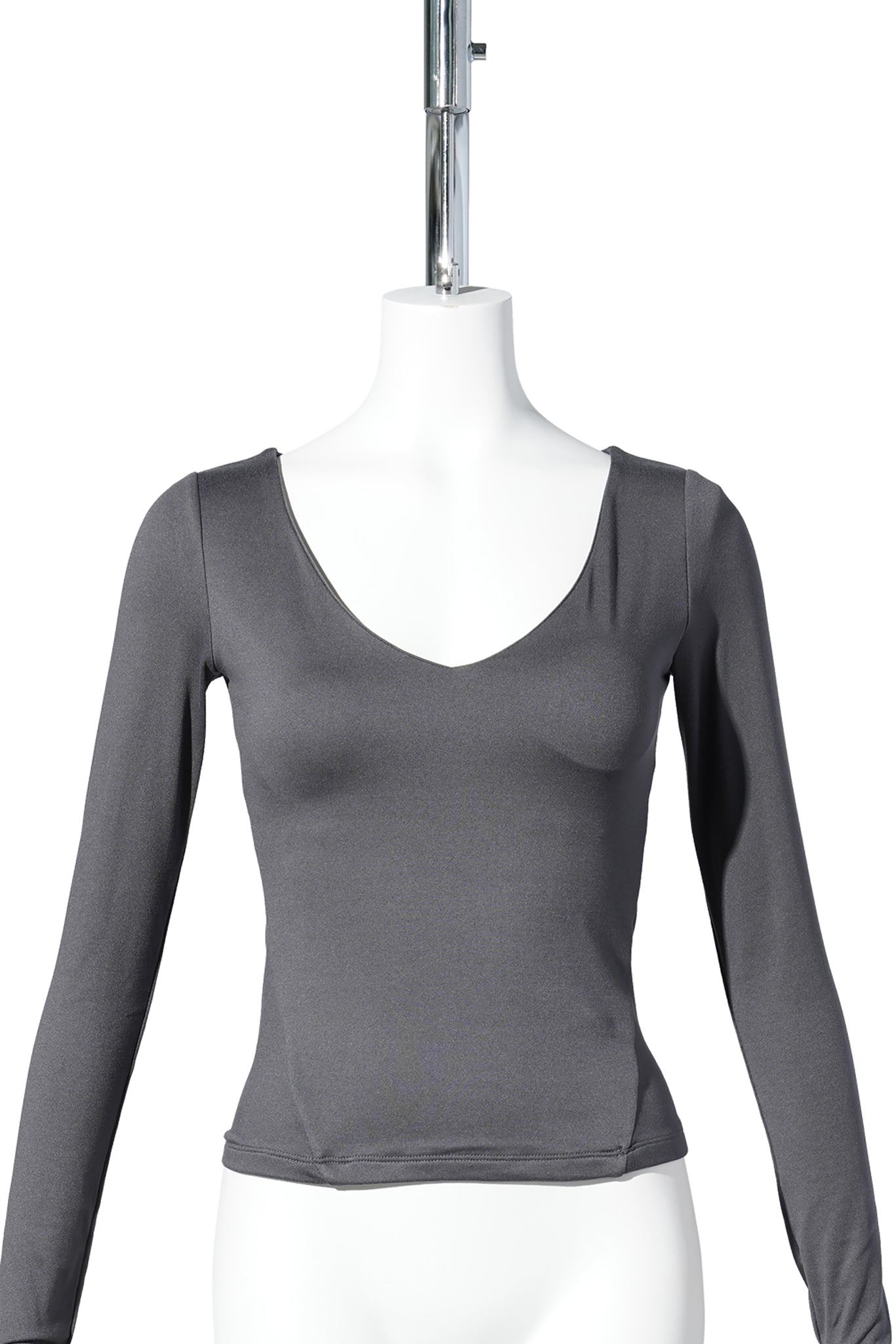 V NECK CONTOUR T / CHARCOAL