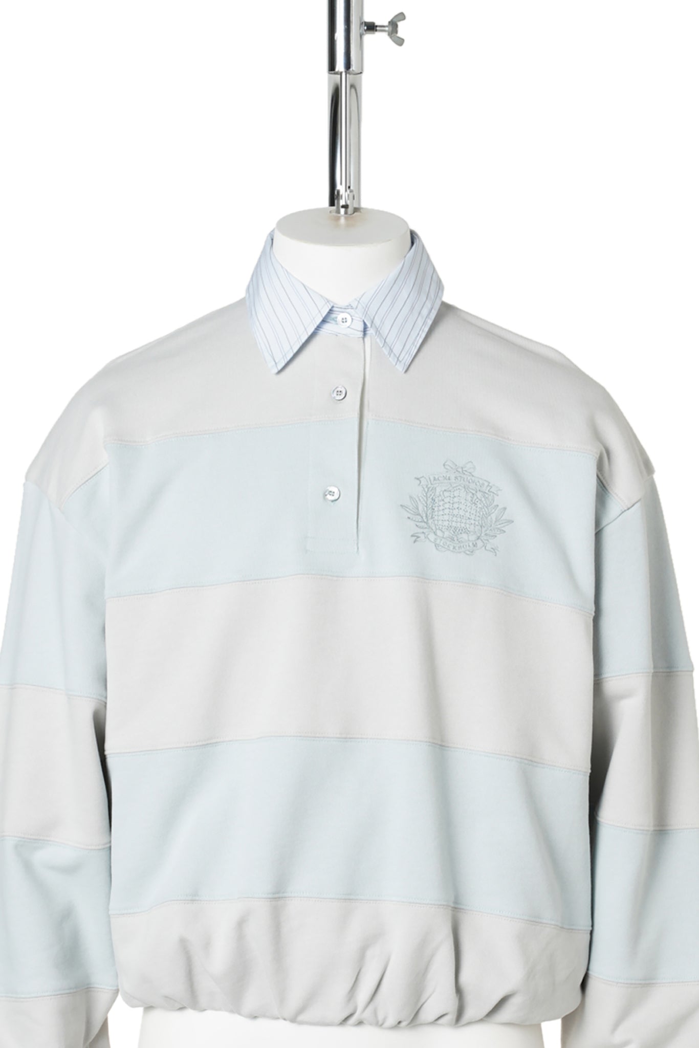 STRIPED POLO SWEATSHIRT / AYG:LIGHT BLUE/GREY