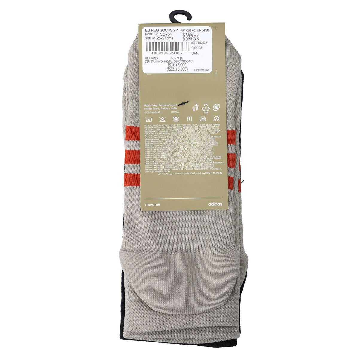 ES REG SOCKS 2P / BLACK/FEATHER GREY