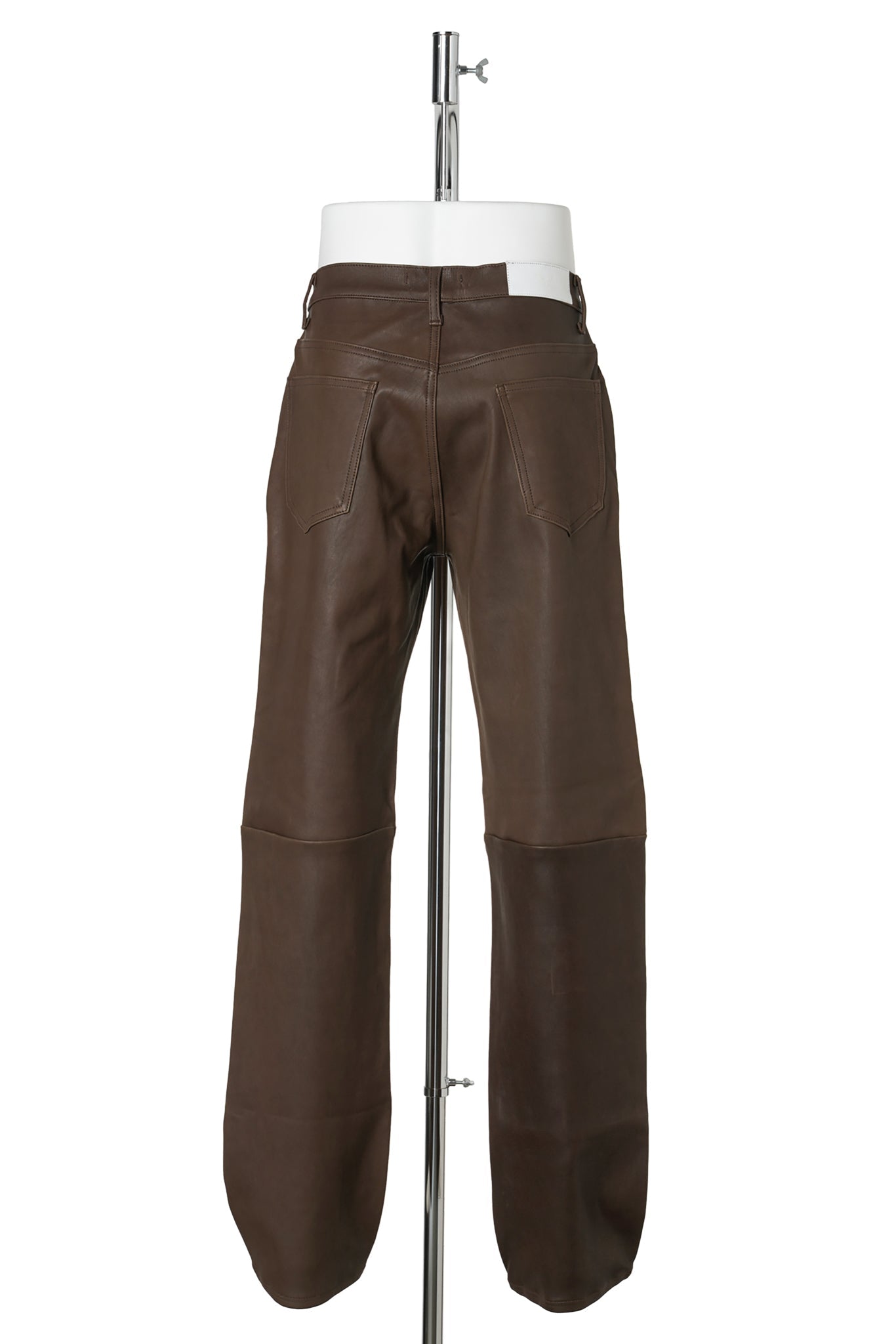 LEATHER STRAIGHT PANTS / BROWN