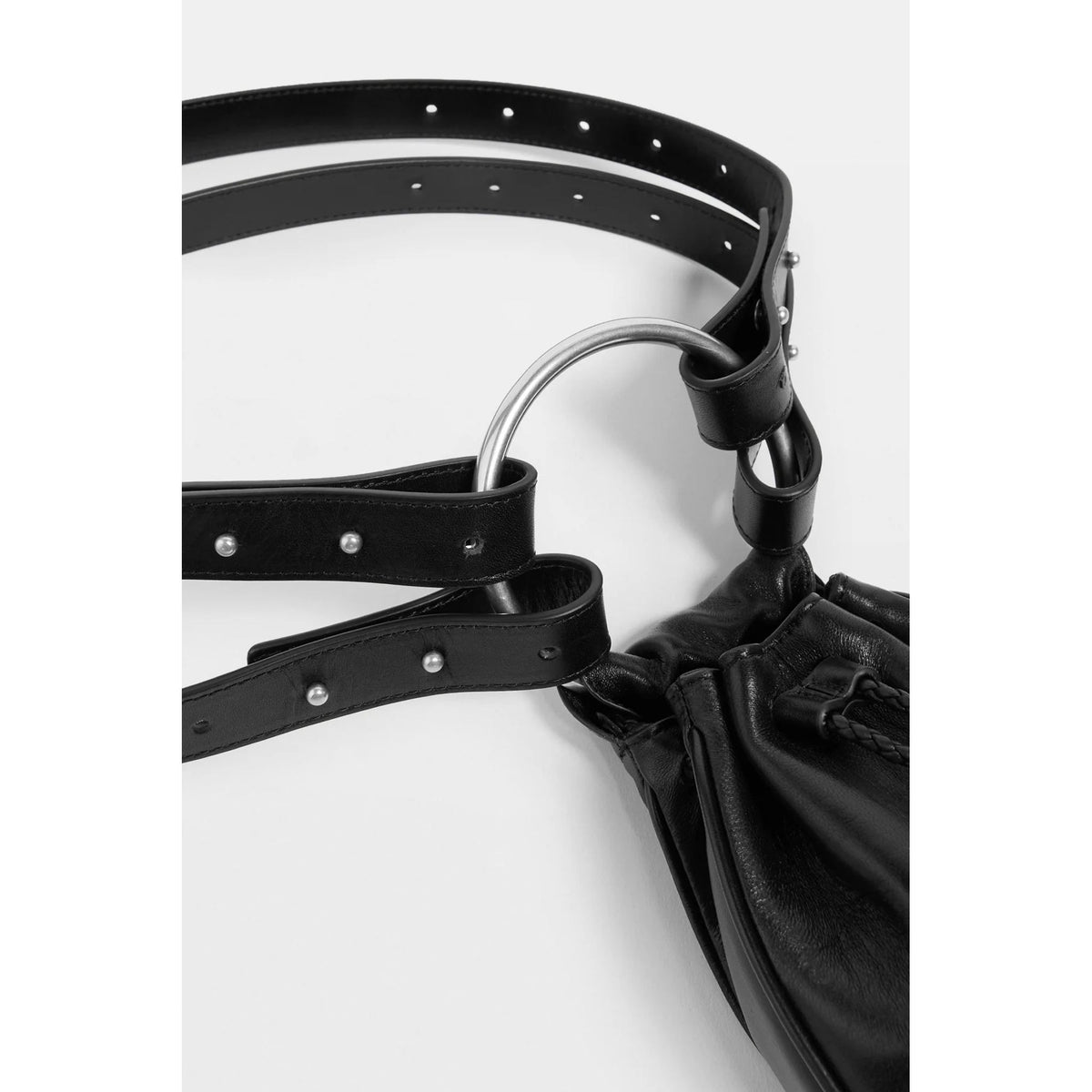 KENAN POUCH WITH TASSEL CLOSURE AND DOUBLE STRAPS / 099:BLACK