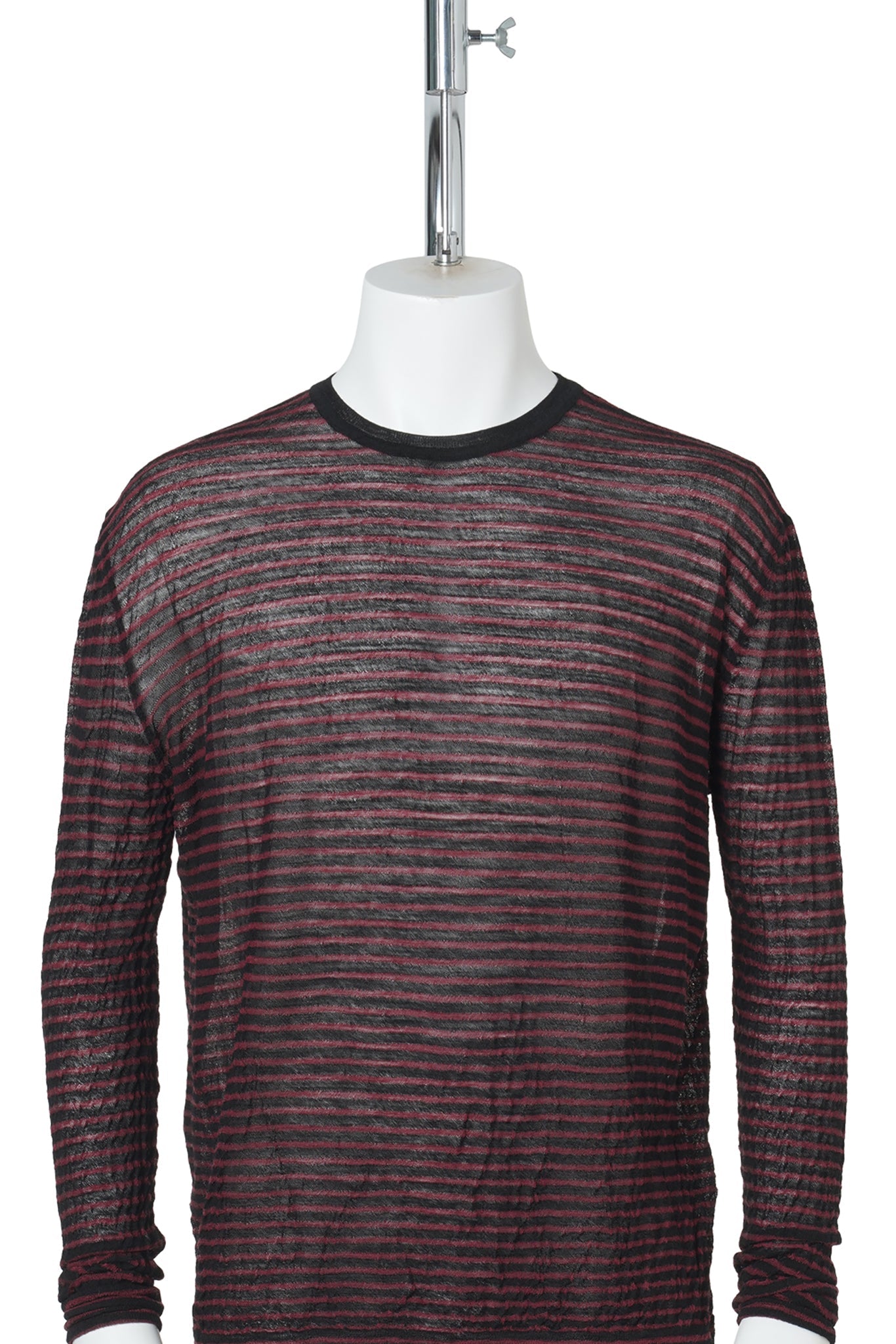 RACIN CREW NECK LIGHT SWEATER / D0039:CHERRY/BLACK