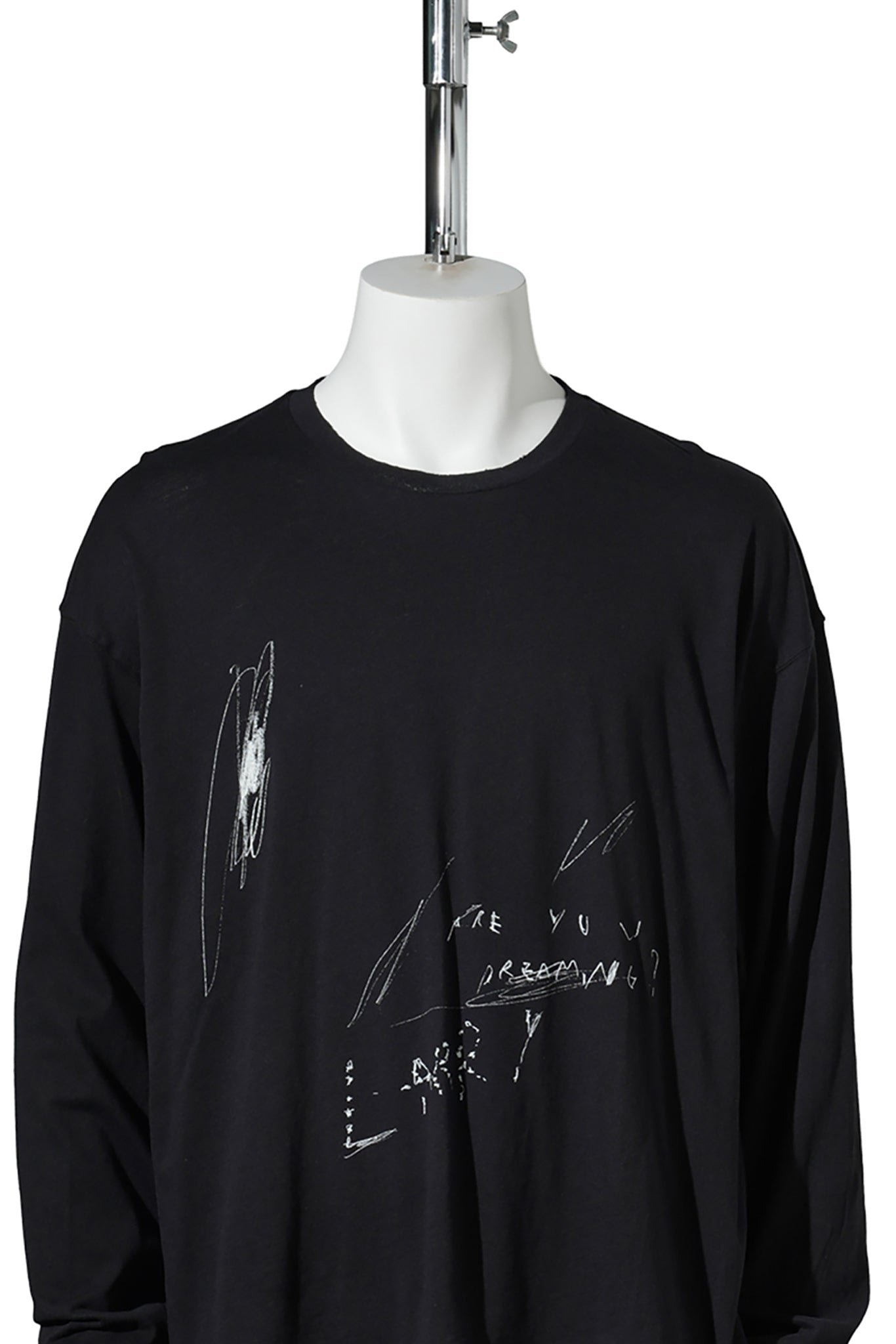 EMIL RELAX FIT LONG SLEEVE BOXY T-SHIRT "ARE YOU DREAMING SKETCH" PRINT / 099:BLACK