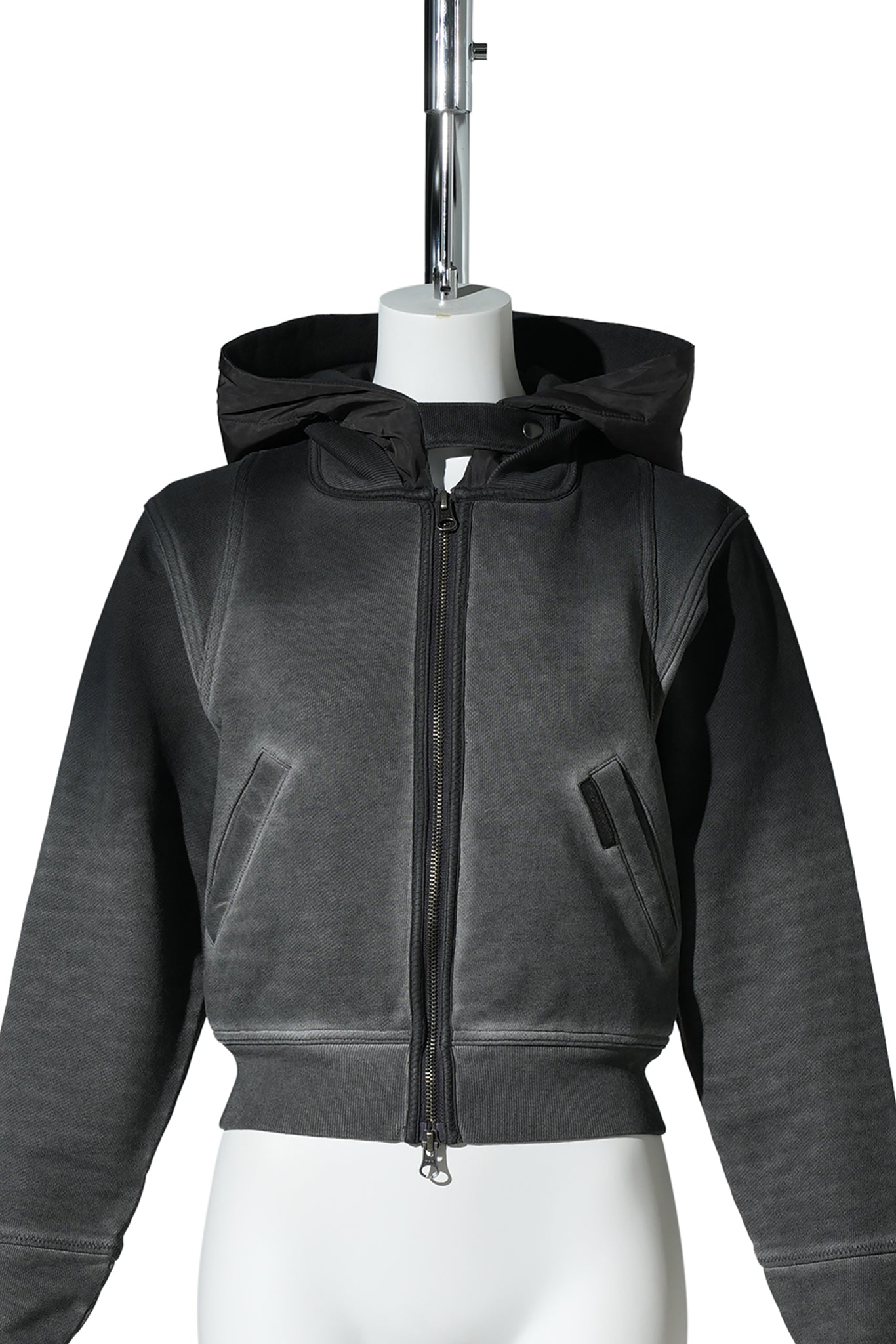 CROPPED ZIP UP HOODIE / BLENDED GREY