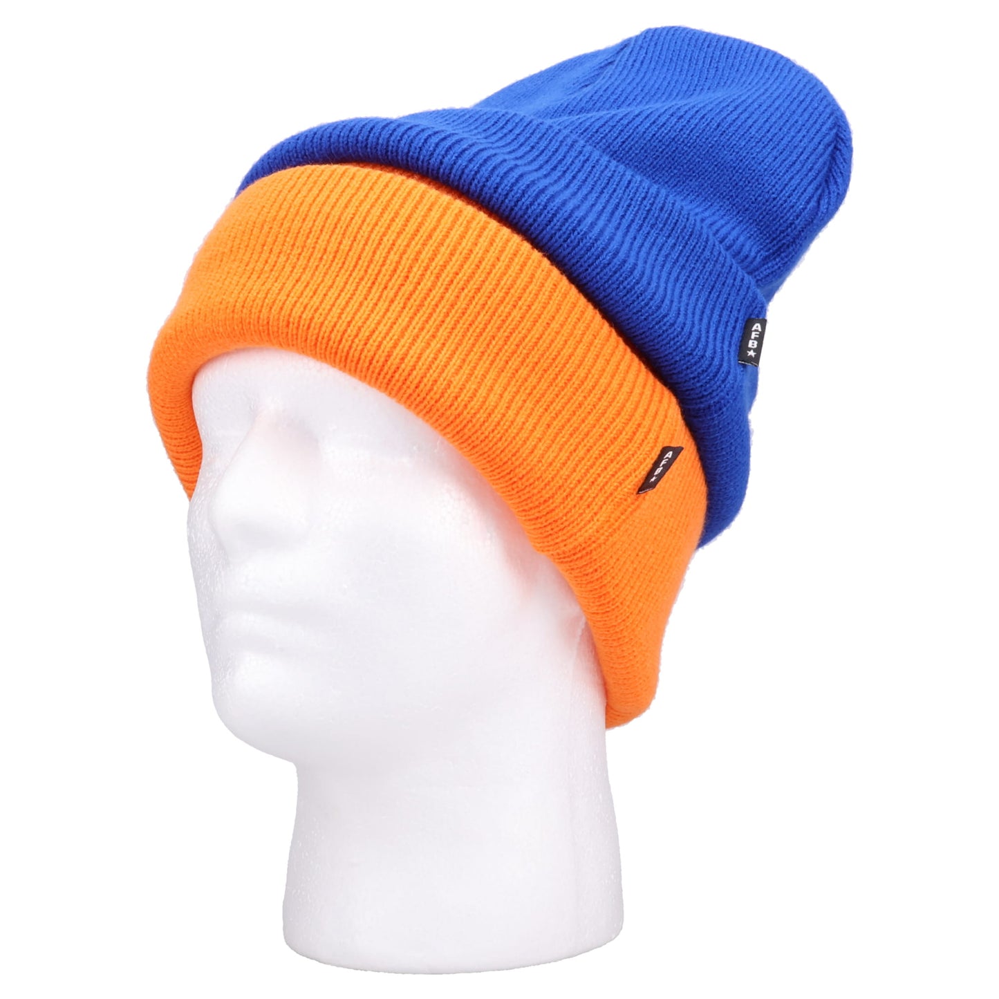 DOUBLE LAYERD BEANIE / BLUE/ORANGE