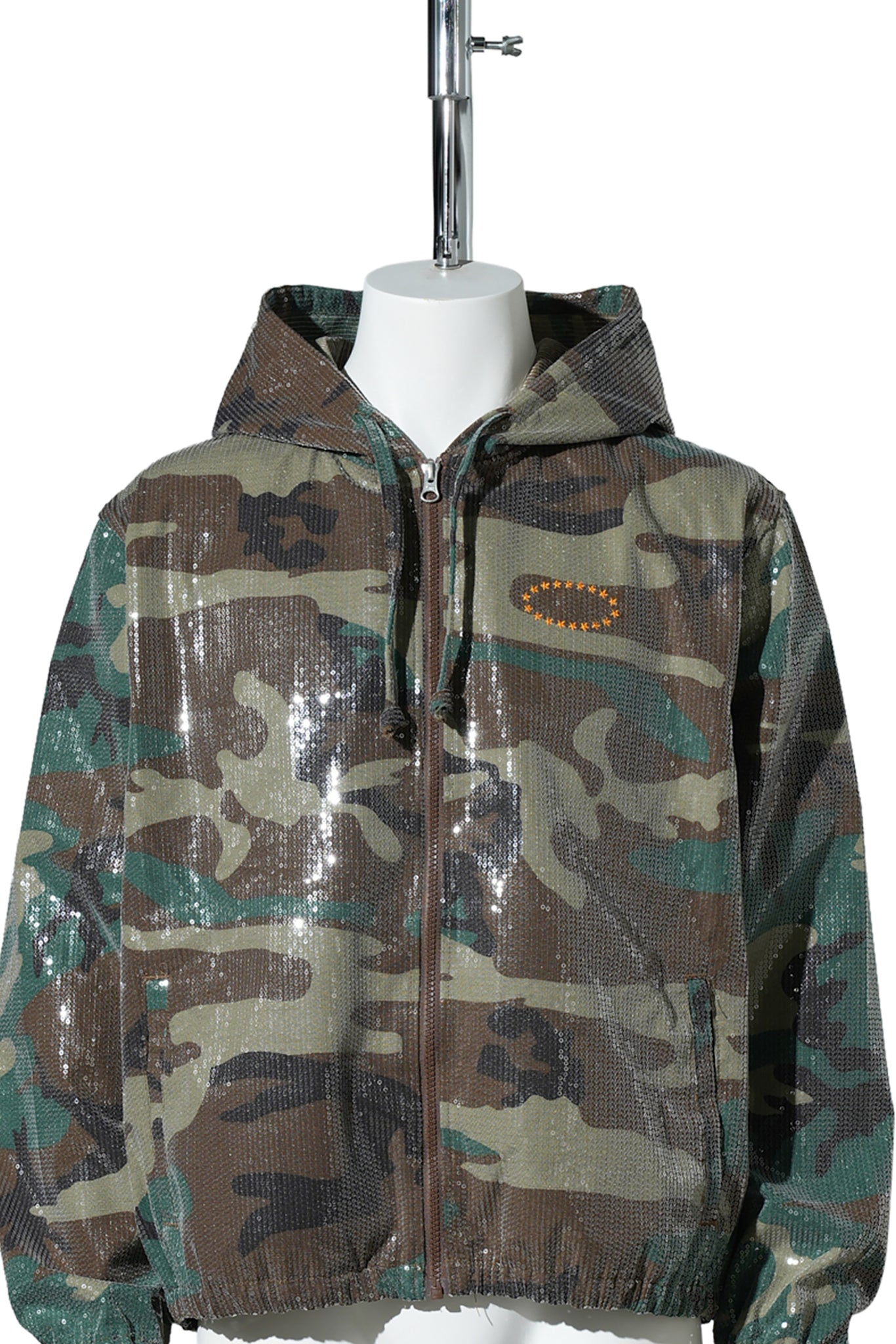HOODED SPANGLE FLANNEL JACKET / CAMO