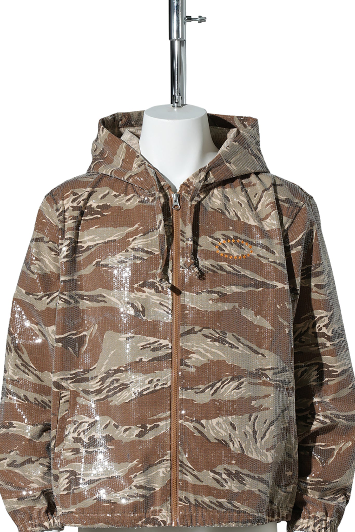 HOODED SPANGLE FLANNEL JACKET / TIGER CAMO