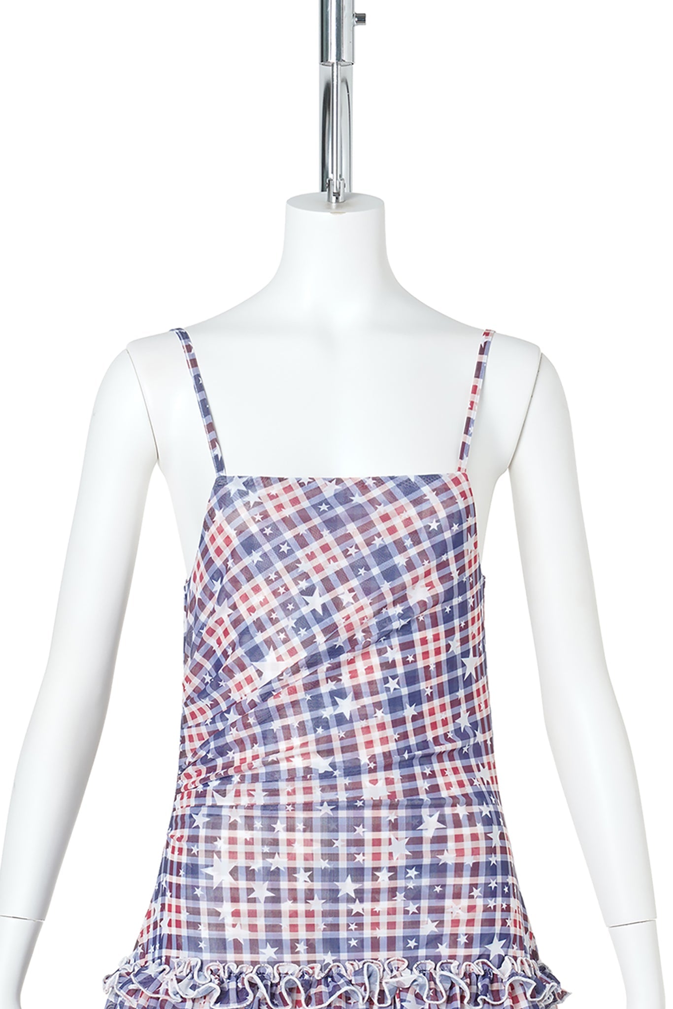 WMS STAR CHECK MESH CAMISOLE DRESS / NAVY