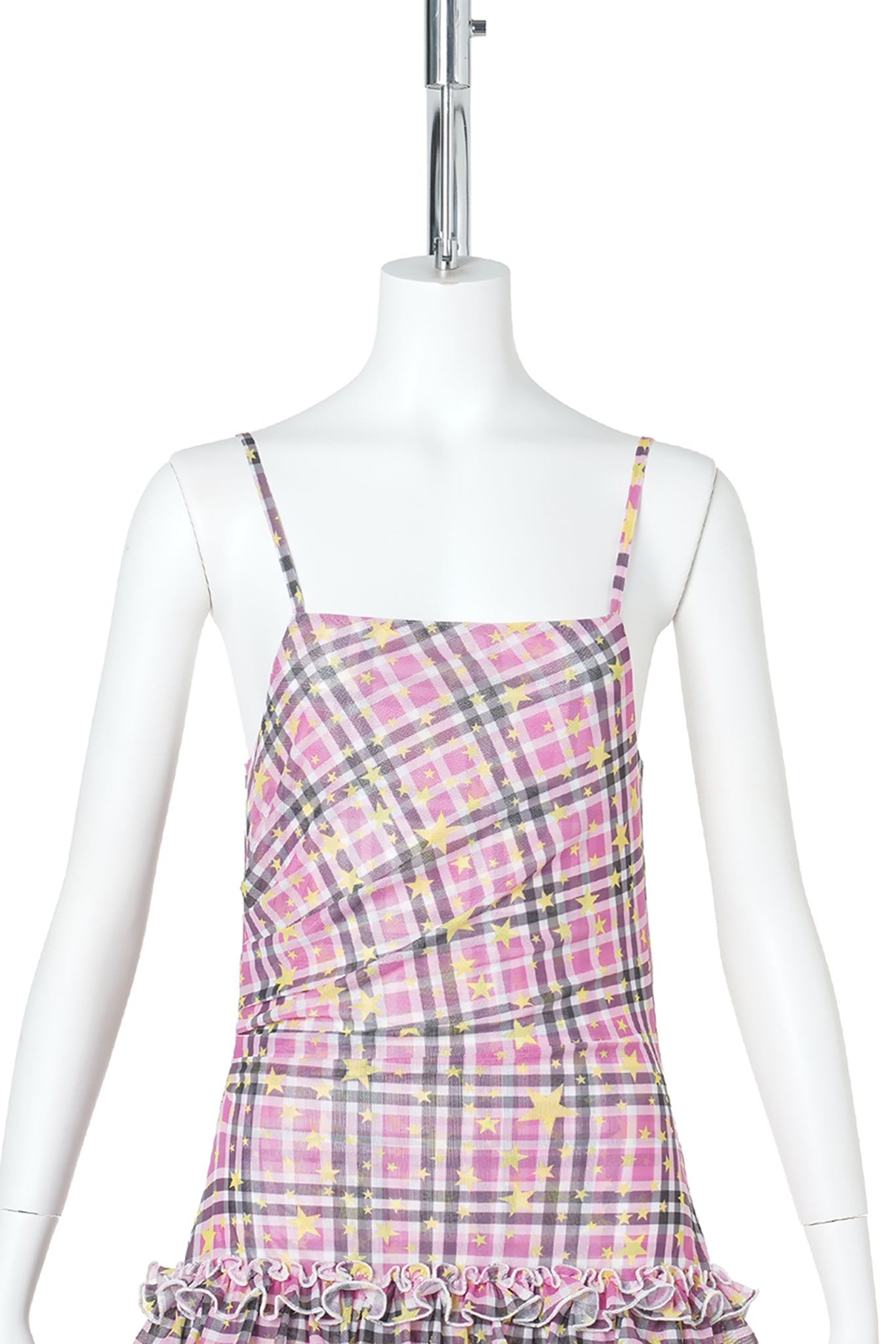 WMS STAR CHECK MESH CAMISOLE DRESS / PINK