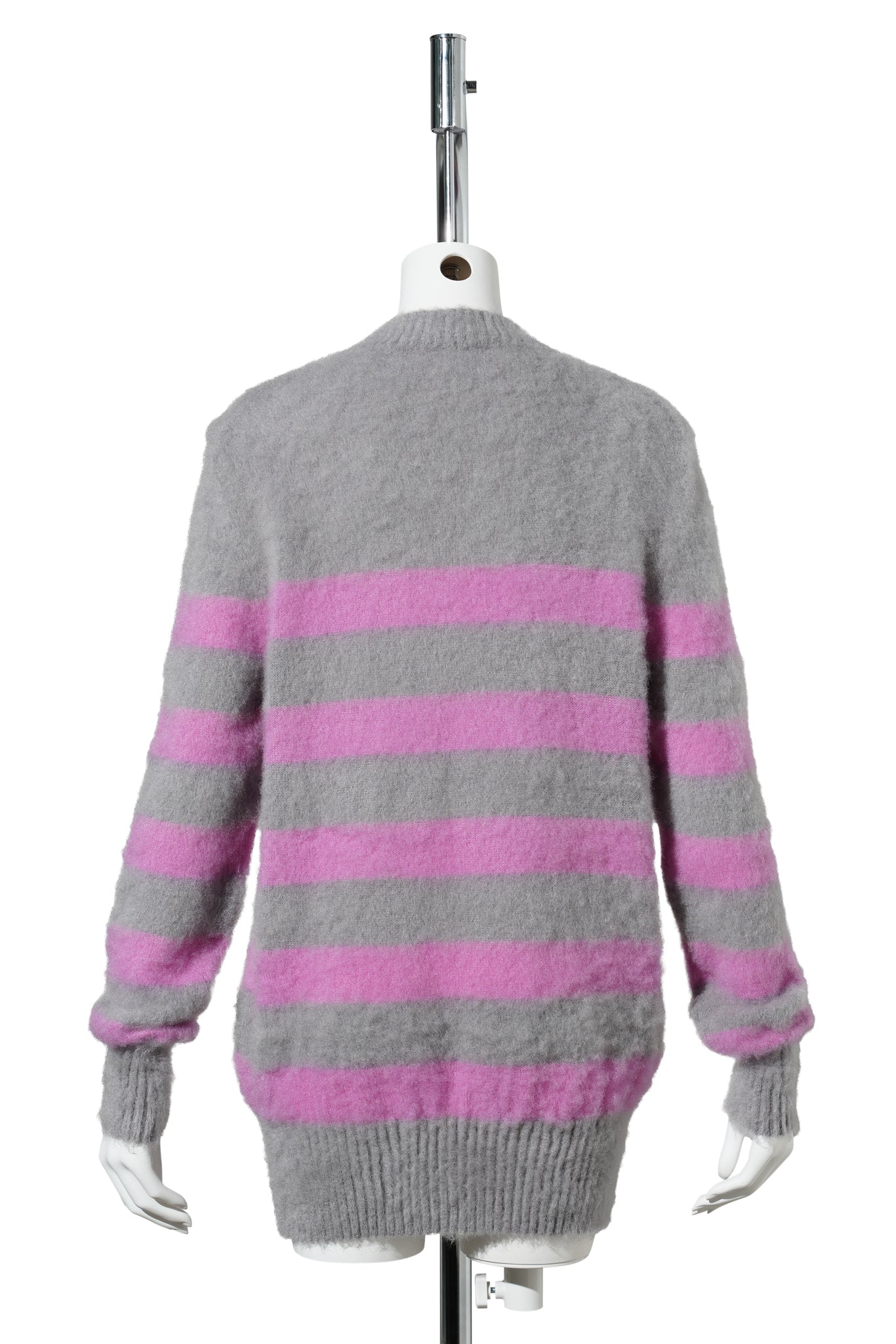 CLASSIC BRETON FRENCH KNITTED LONGSLEEVE JUMPER WITH WIDE HEM RIBS / GREY/LILAC