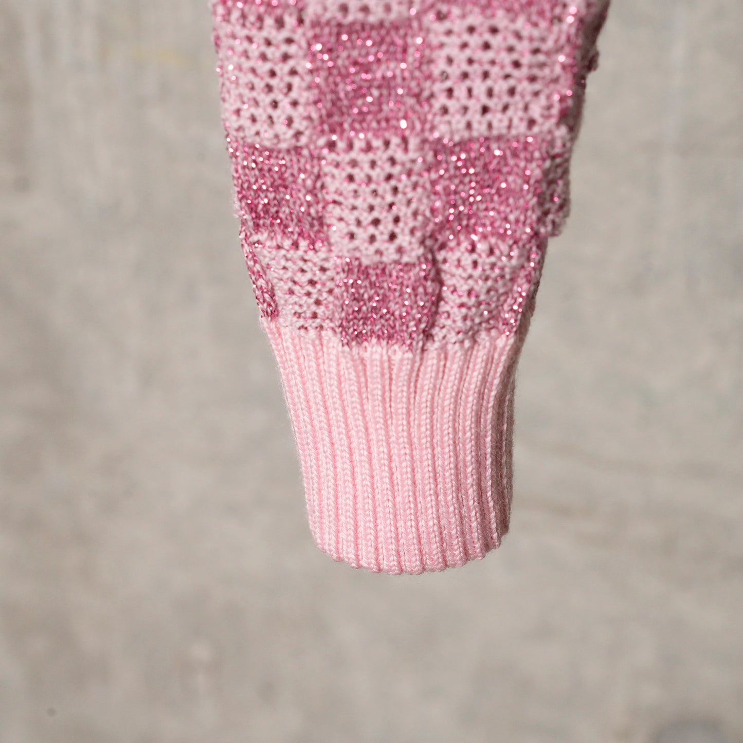 POINTELLE CHECK KNITTED LONGSLEEVE JUMPER WITH SAILOR COLLAR AND BOW / ROSE