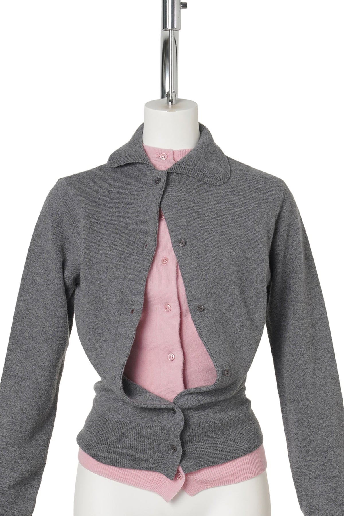 DOUBLE CARDIGAN / GREY/PINK