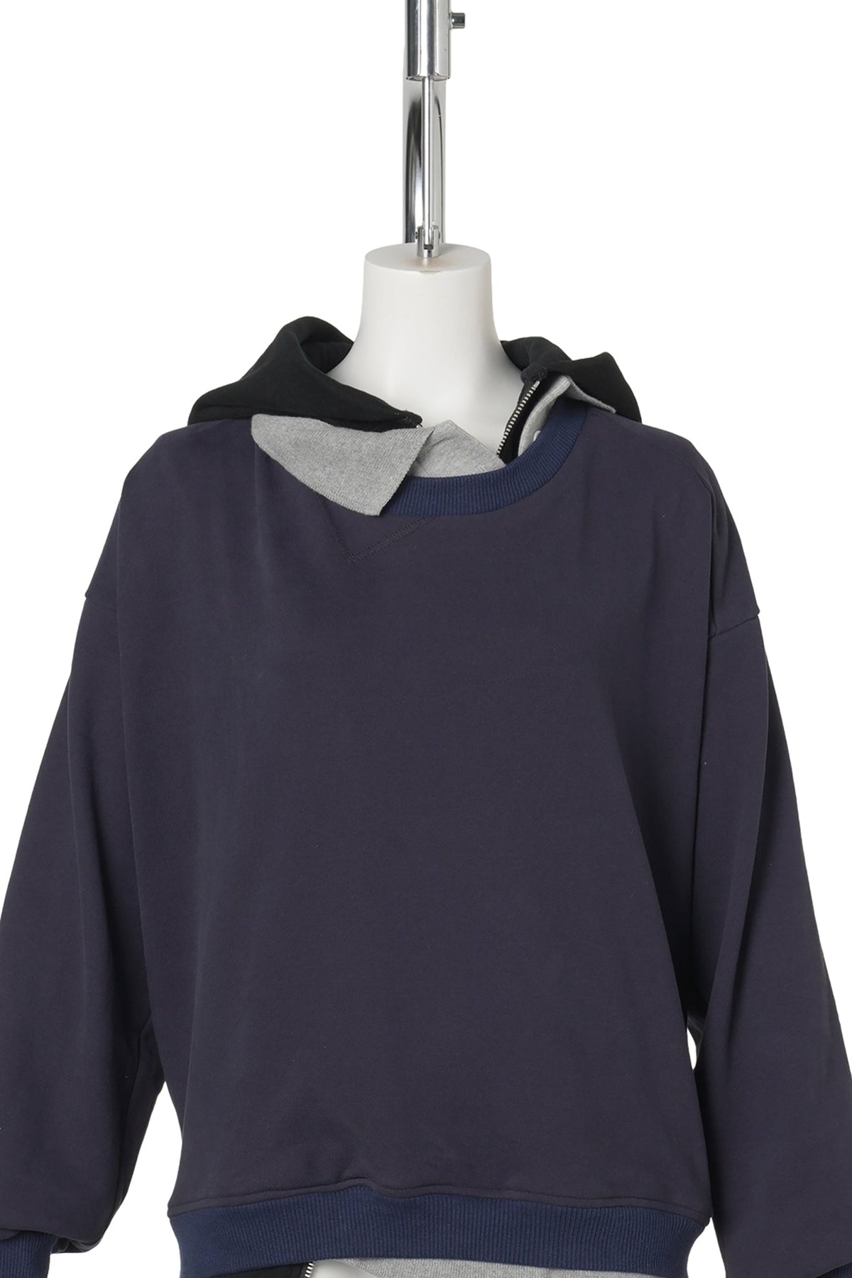 TRIPLE HOODIE / NAVY/GREY/BLACK