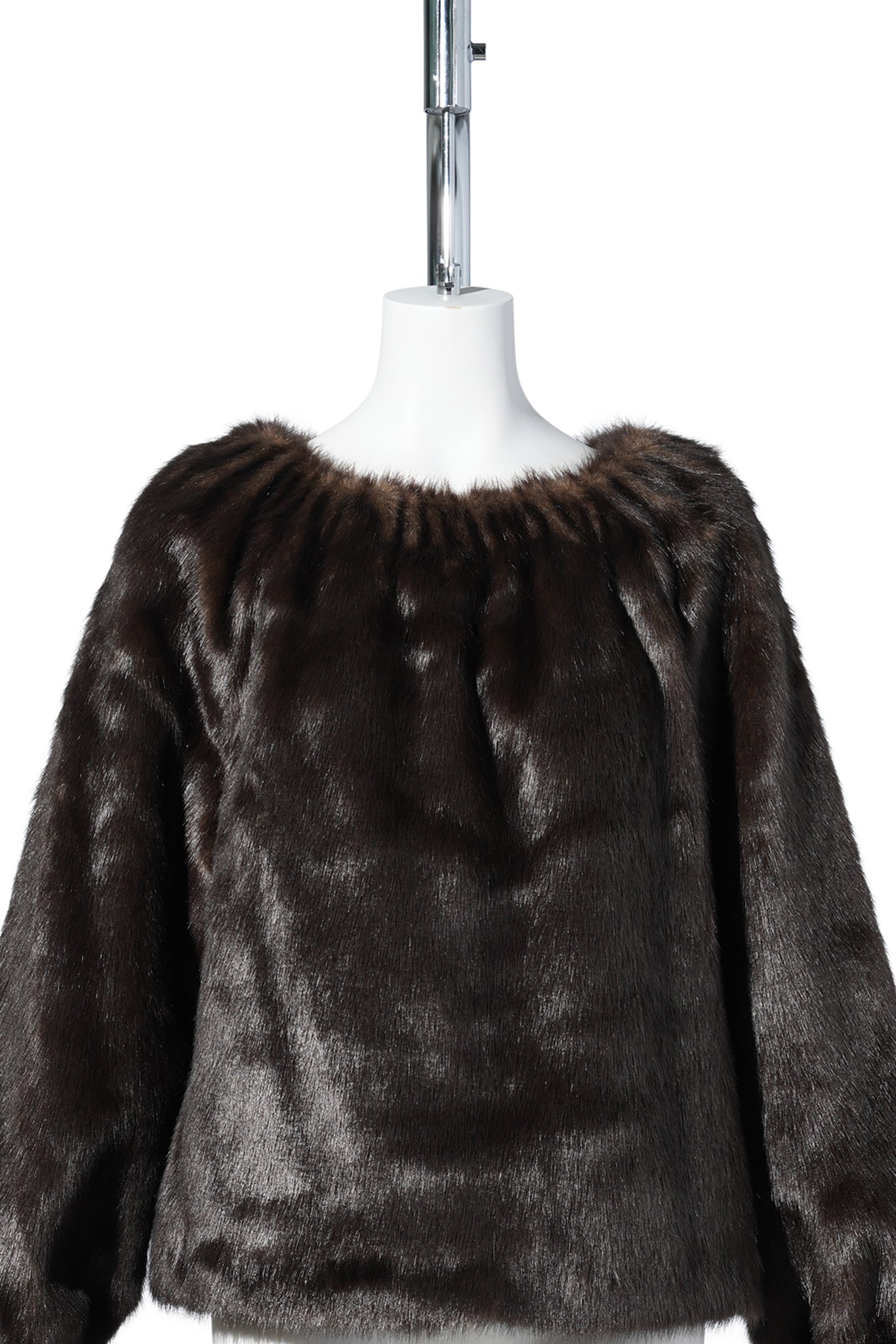 SHEARING OFF SHOULDER TOP / DARK BROWN