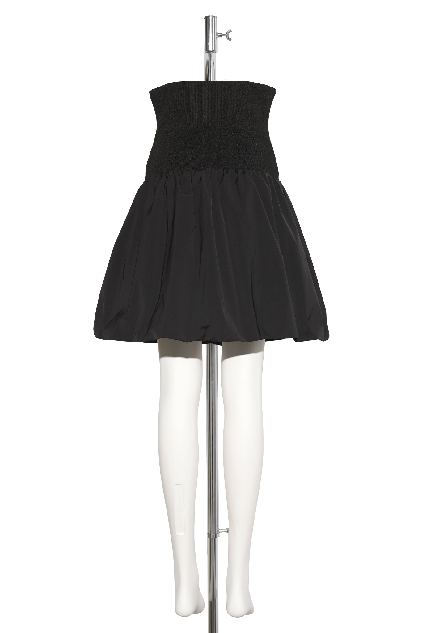 TAFFETA SHIRRING MINI SKIRT&TOP / BLACK