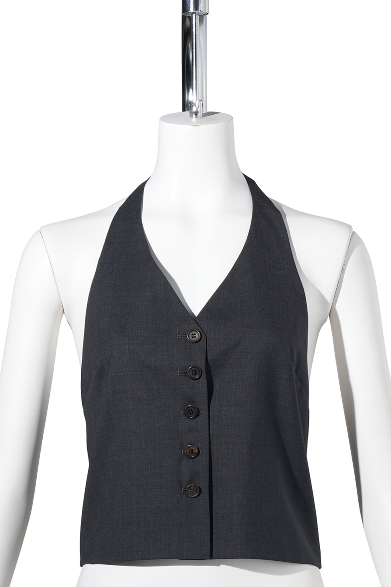 WOOL HALTERNECK TOP / CHARCOAL