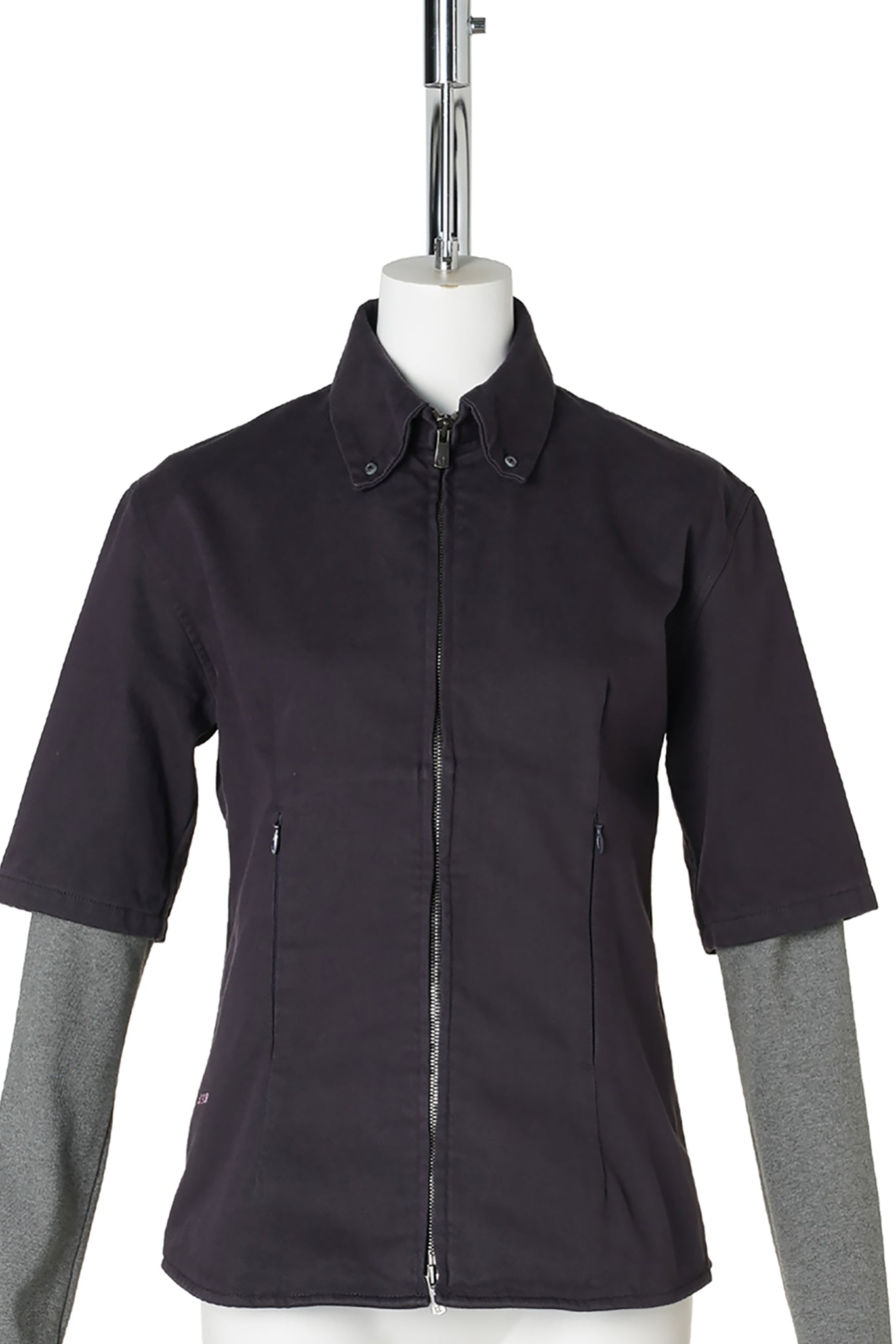 SHIRT WITH LONG SLEEVE / PUEPLE/GRAY
