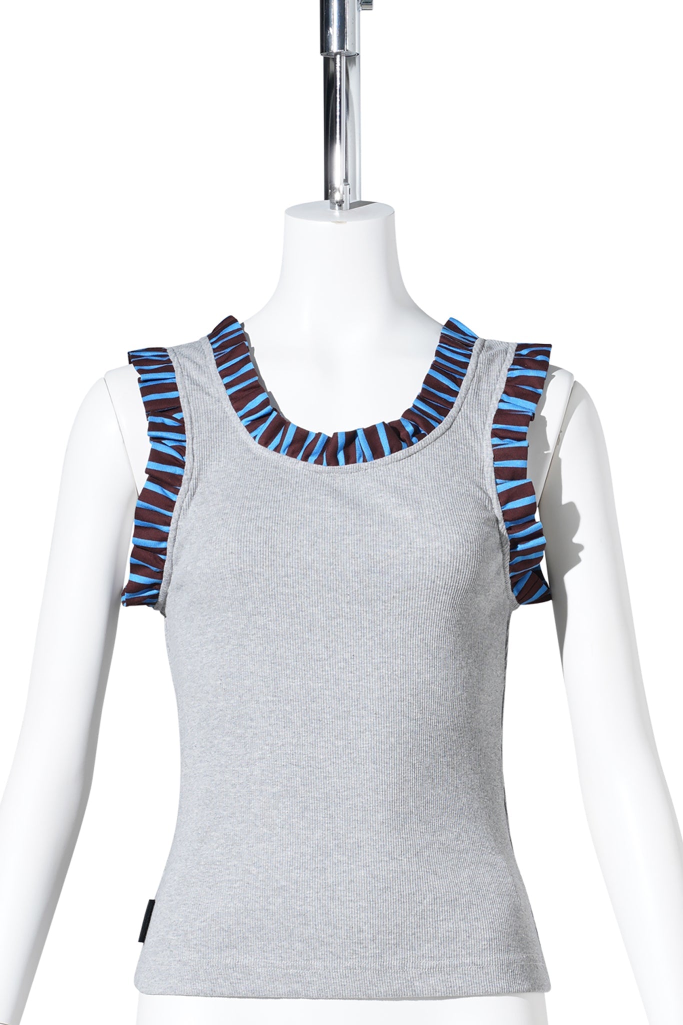 FRILLED TANK TOP / GRAY