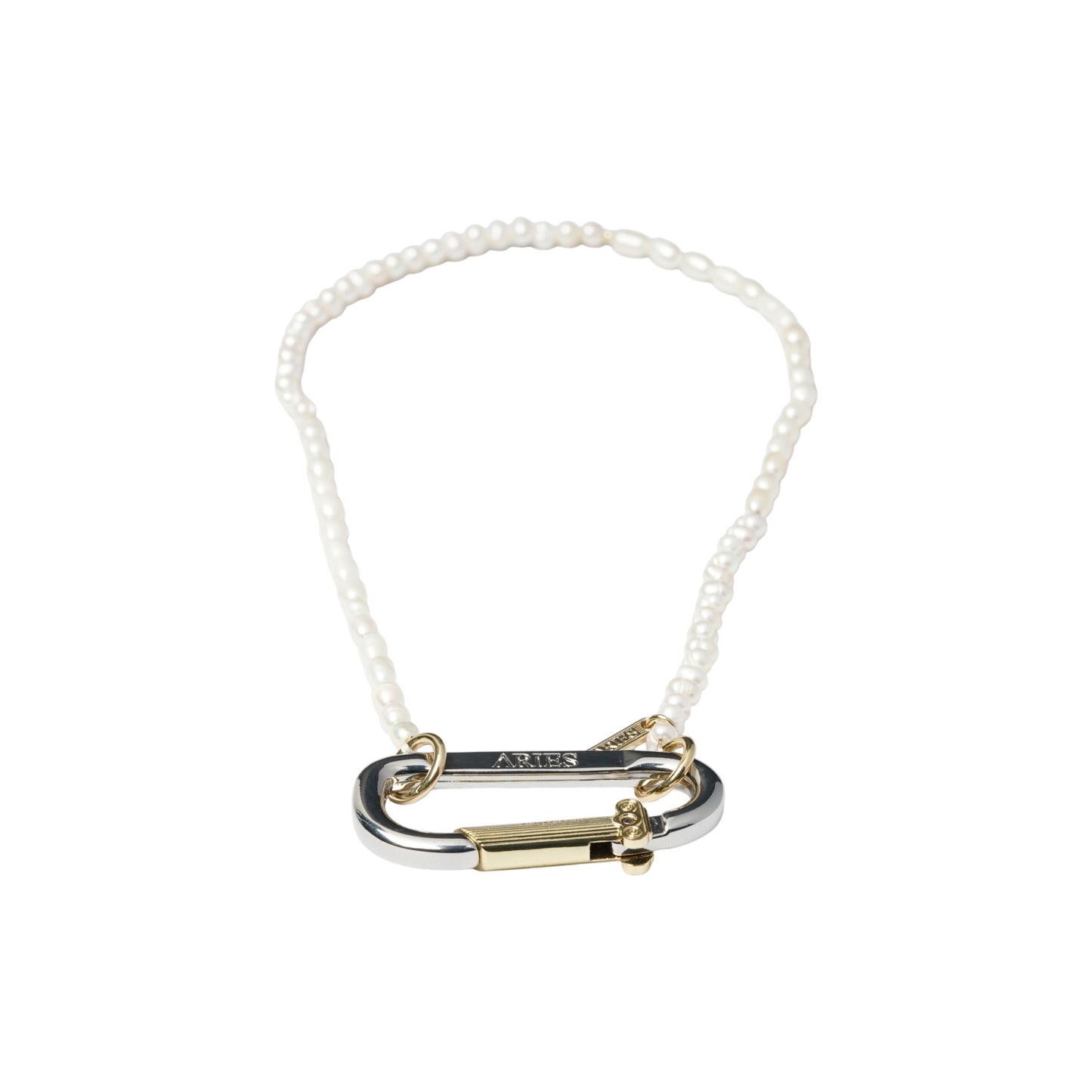 MINI CARABINER PEARL NECKLACE / PEARL