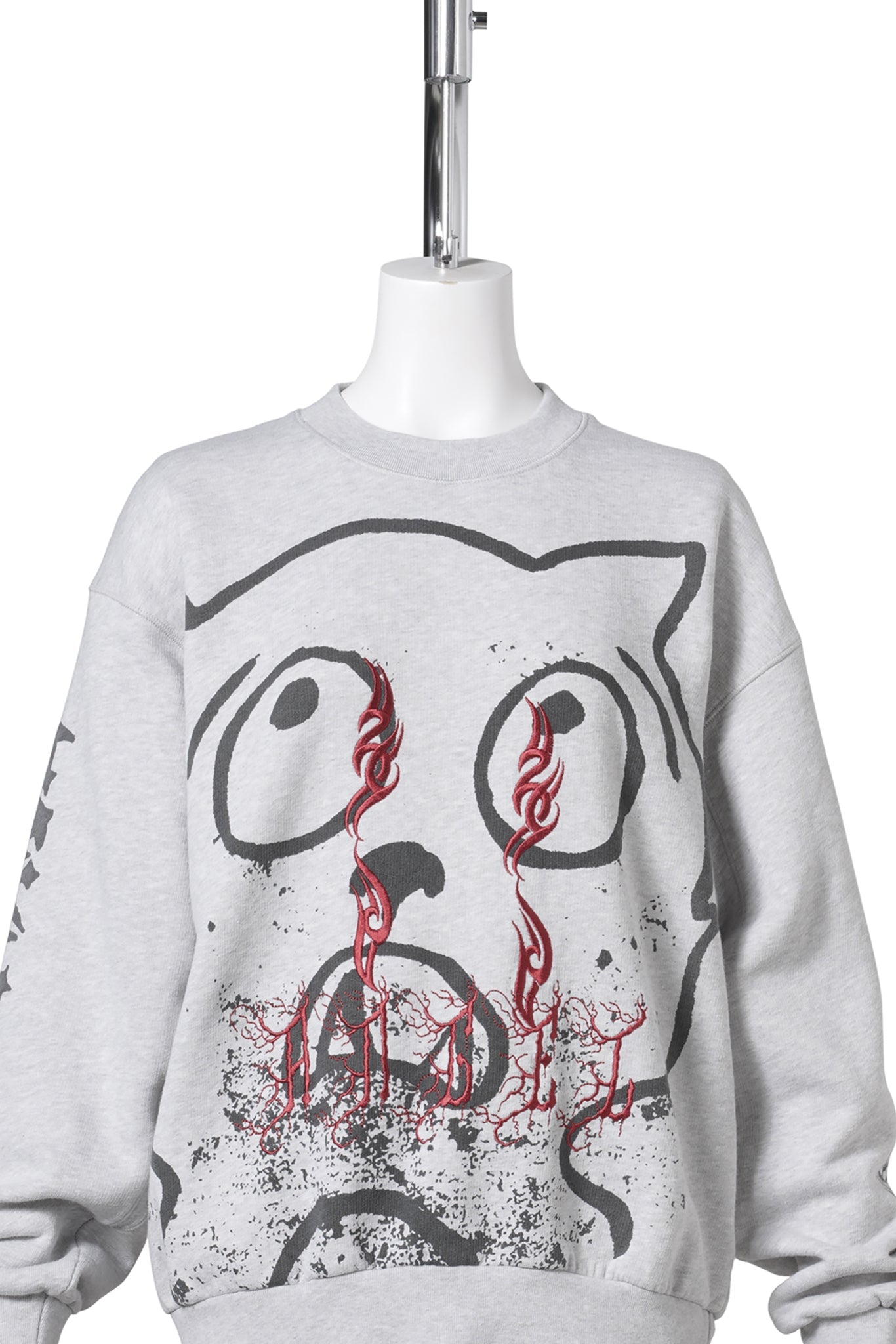MEOWHARISHI EMBROIDERED SWEAT / GREY MARL