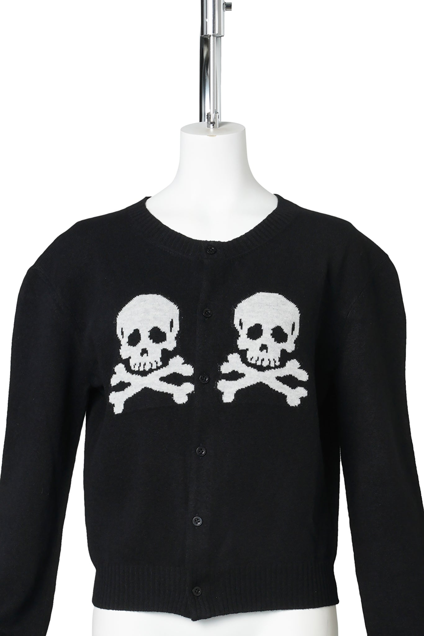 KNIT SKULL CARDIGAN / BLACK
