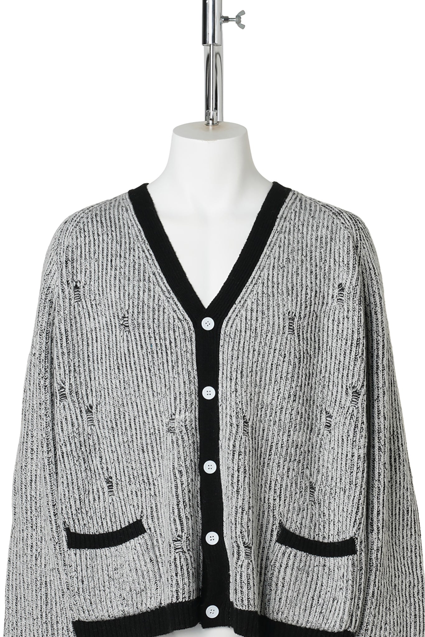 BLEACH KNIT CARDIGAN / WHITE/BLACK