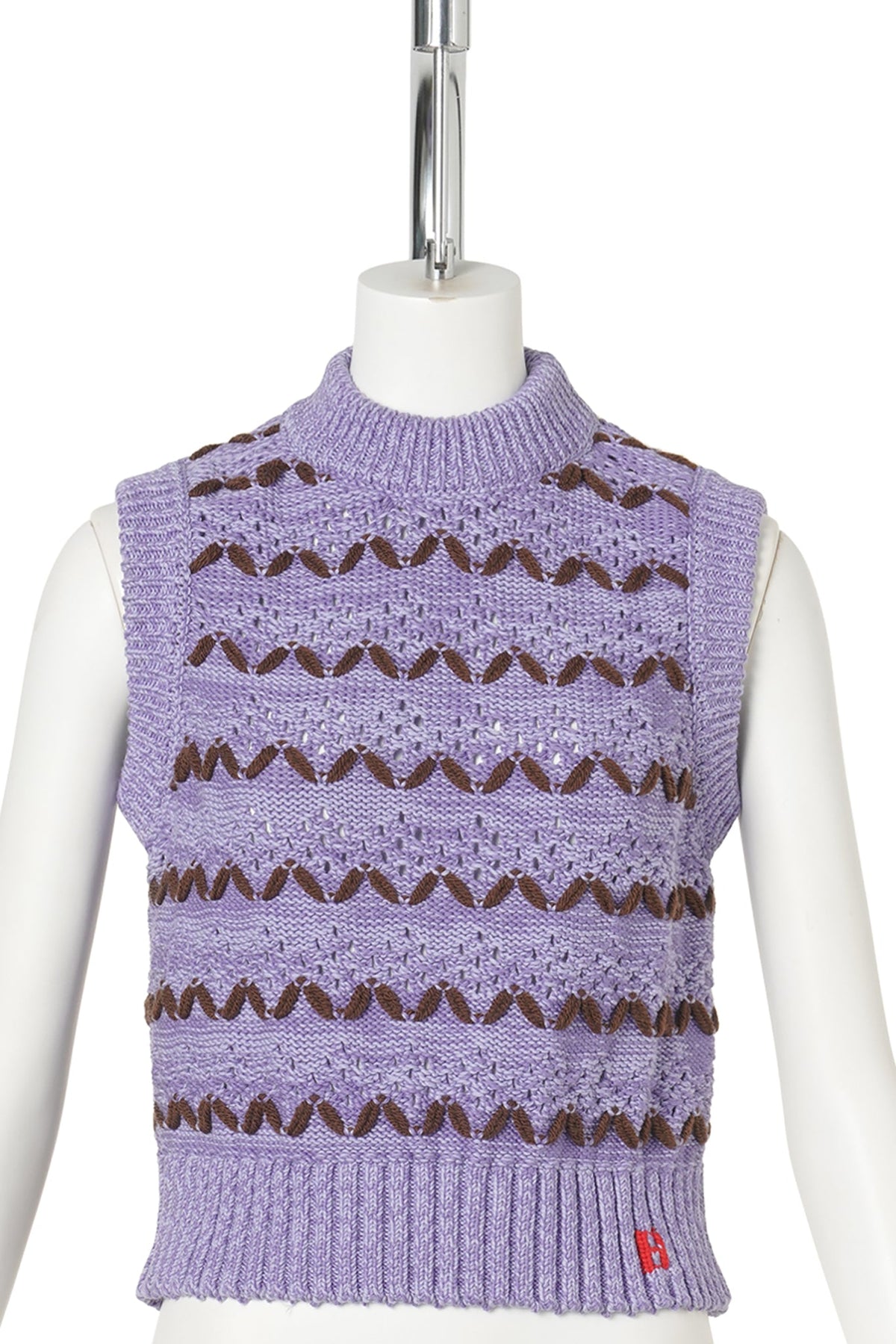 SLEEVELESS CREW NECK / LILAC/BROWN