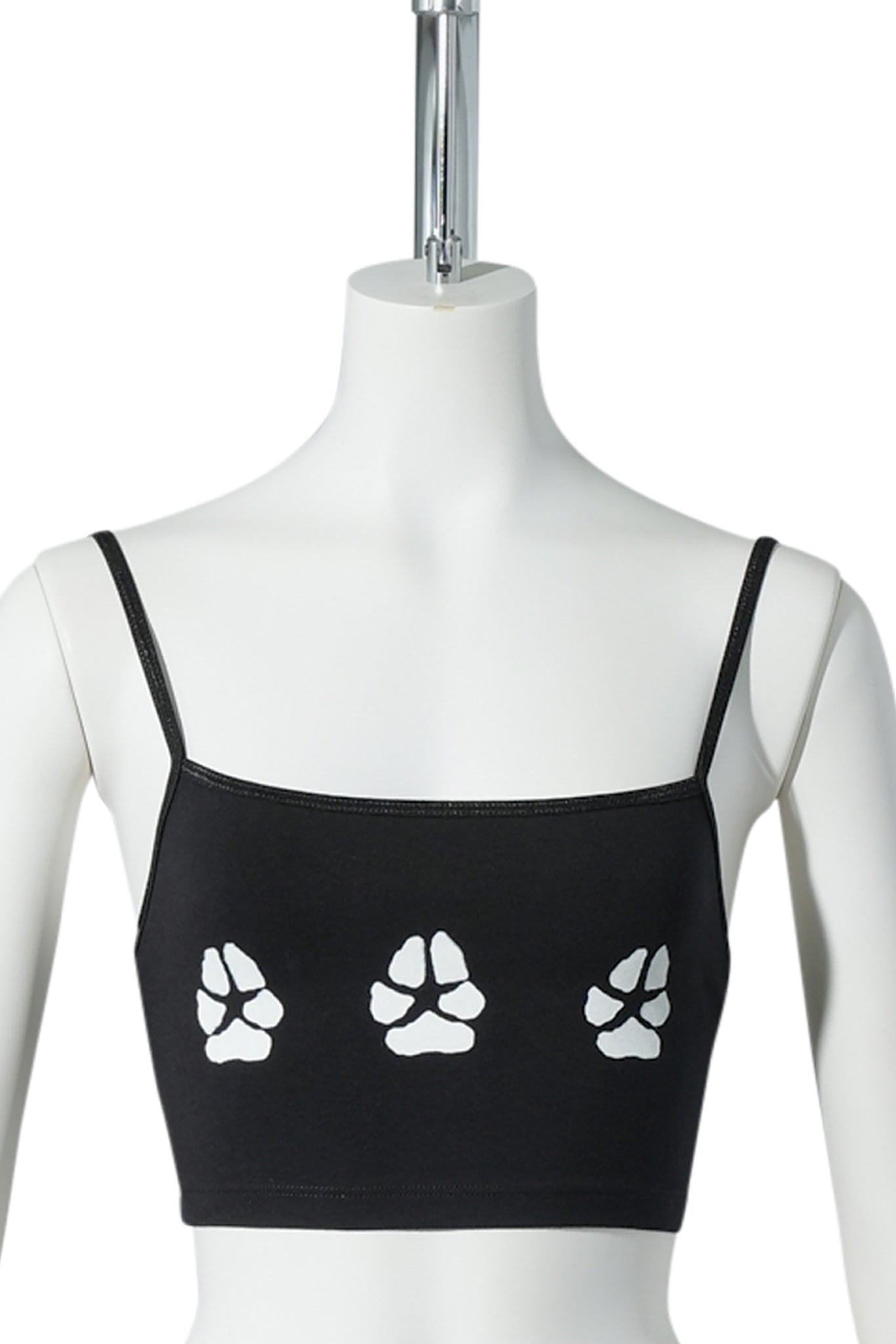 PAW PRINT CROPPED TANK / BLACK/WHITE