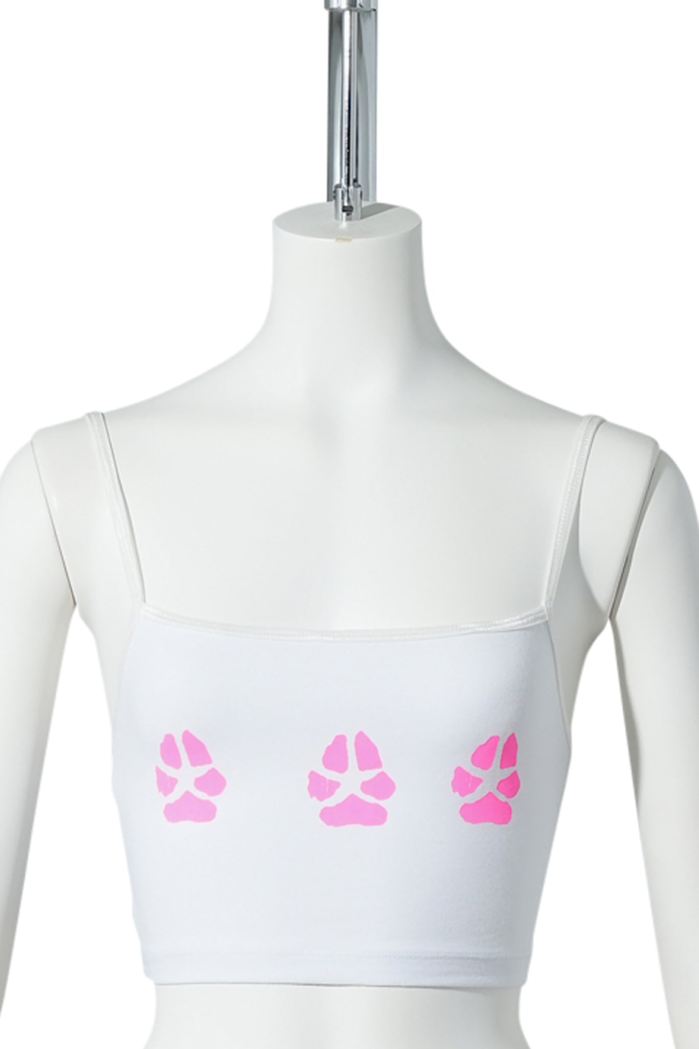 PAW PRINT CROPPED TANK / WHITE/PINK