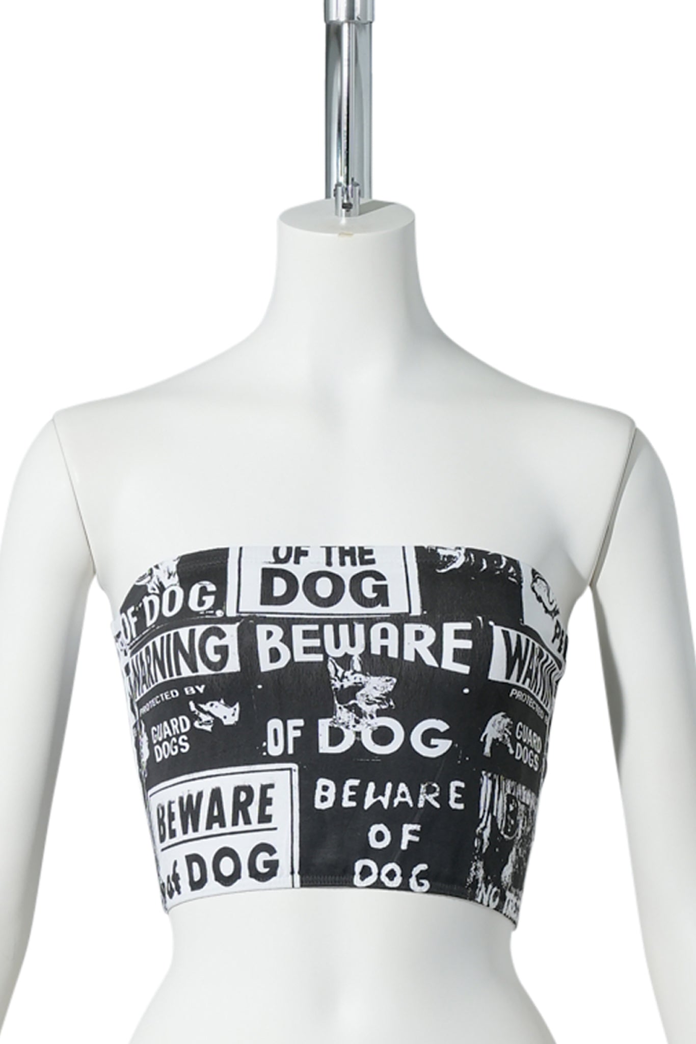 BEWARE OF DOG TUBE TOP / WHITE