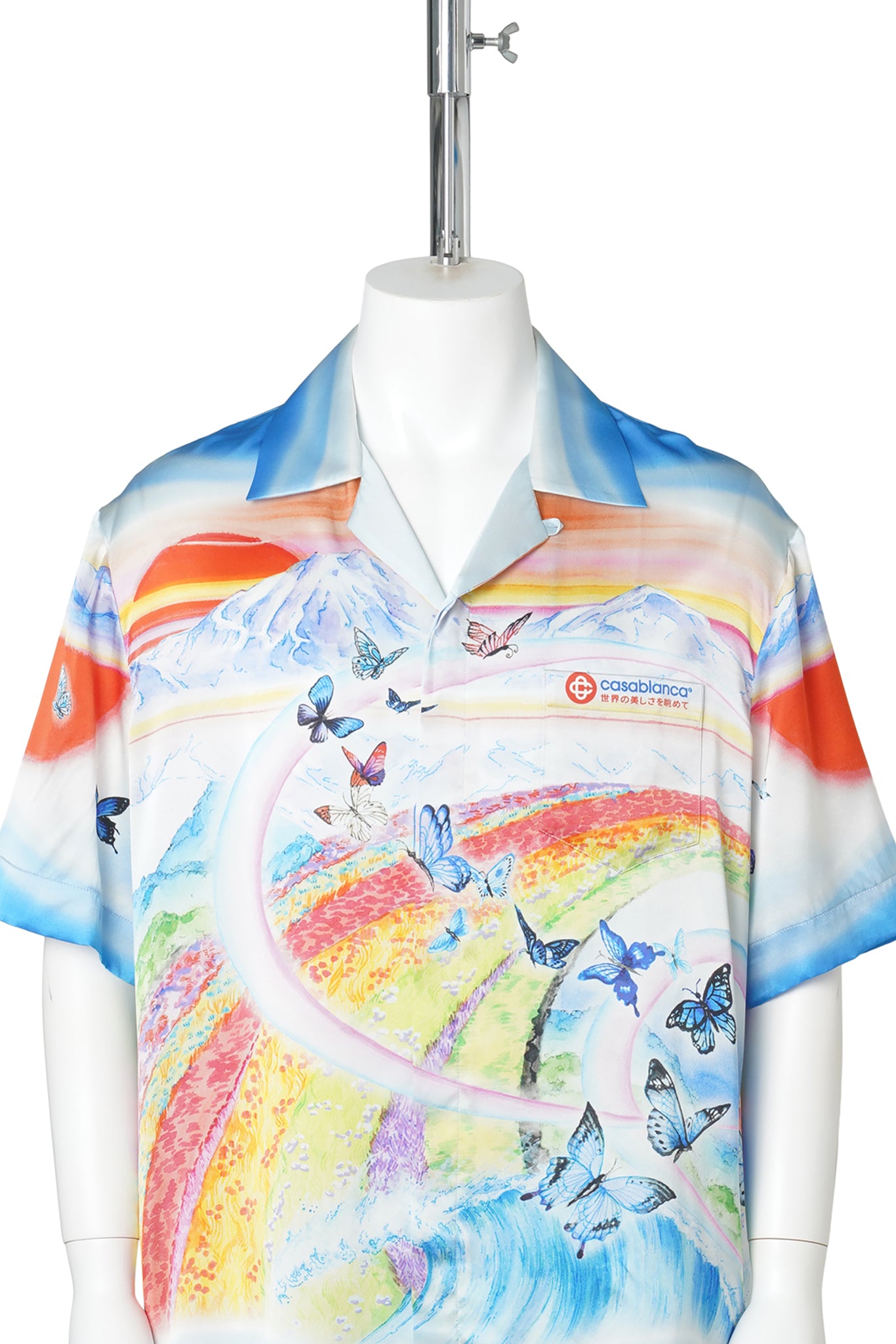 CUBAN COLLAR SHORT SLEEVE SHIRT / CSB502:BUTTERFLY MOUNTAIN