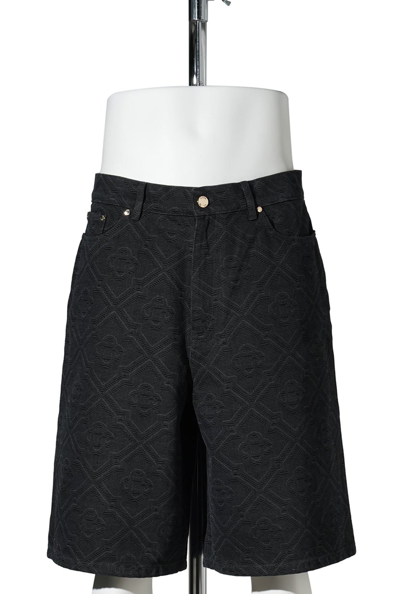 LASER MONOGRAM DENIM SHORTS / CSB047:BLACK LASER
