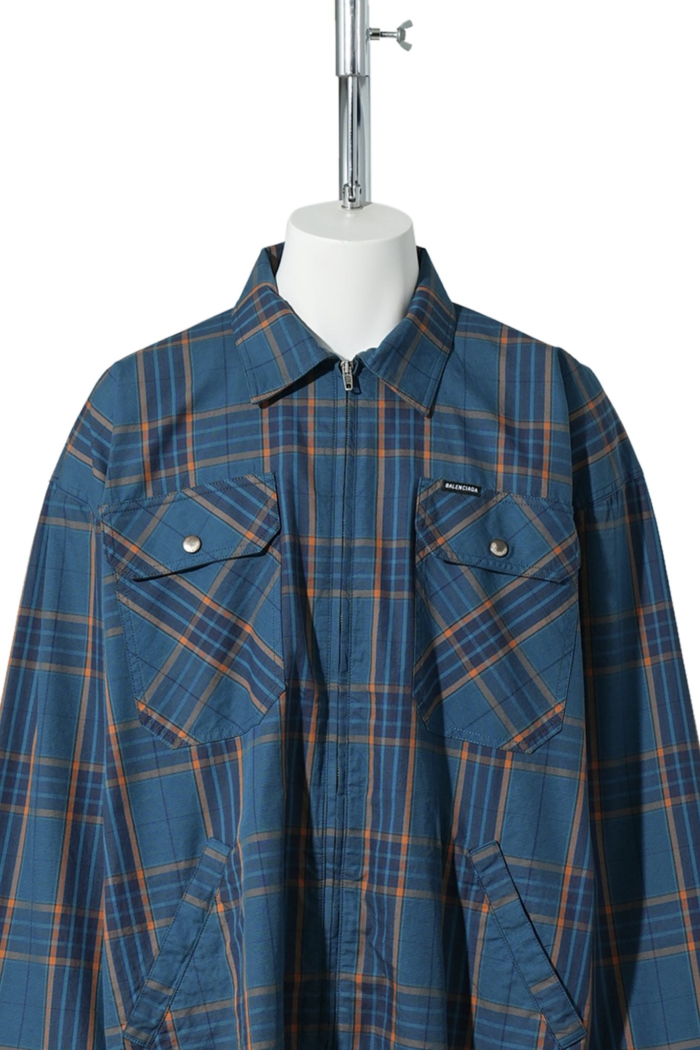 ZIP-UP SHIRT / 2561:BLUE/ORANGE