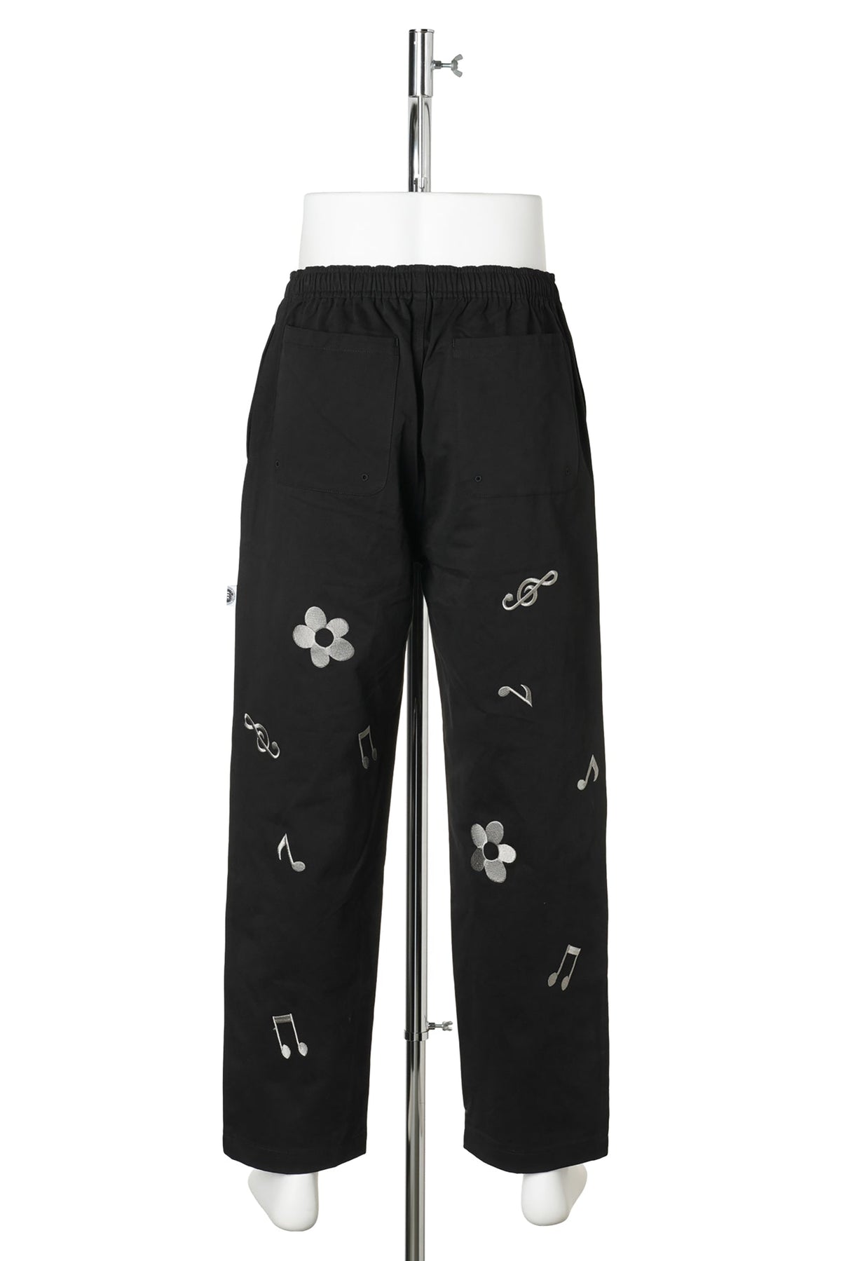 EMBROIDERY MOLSKIN EASY PANTS / BLACK