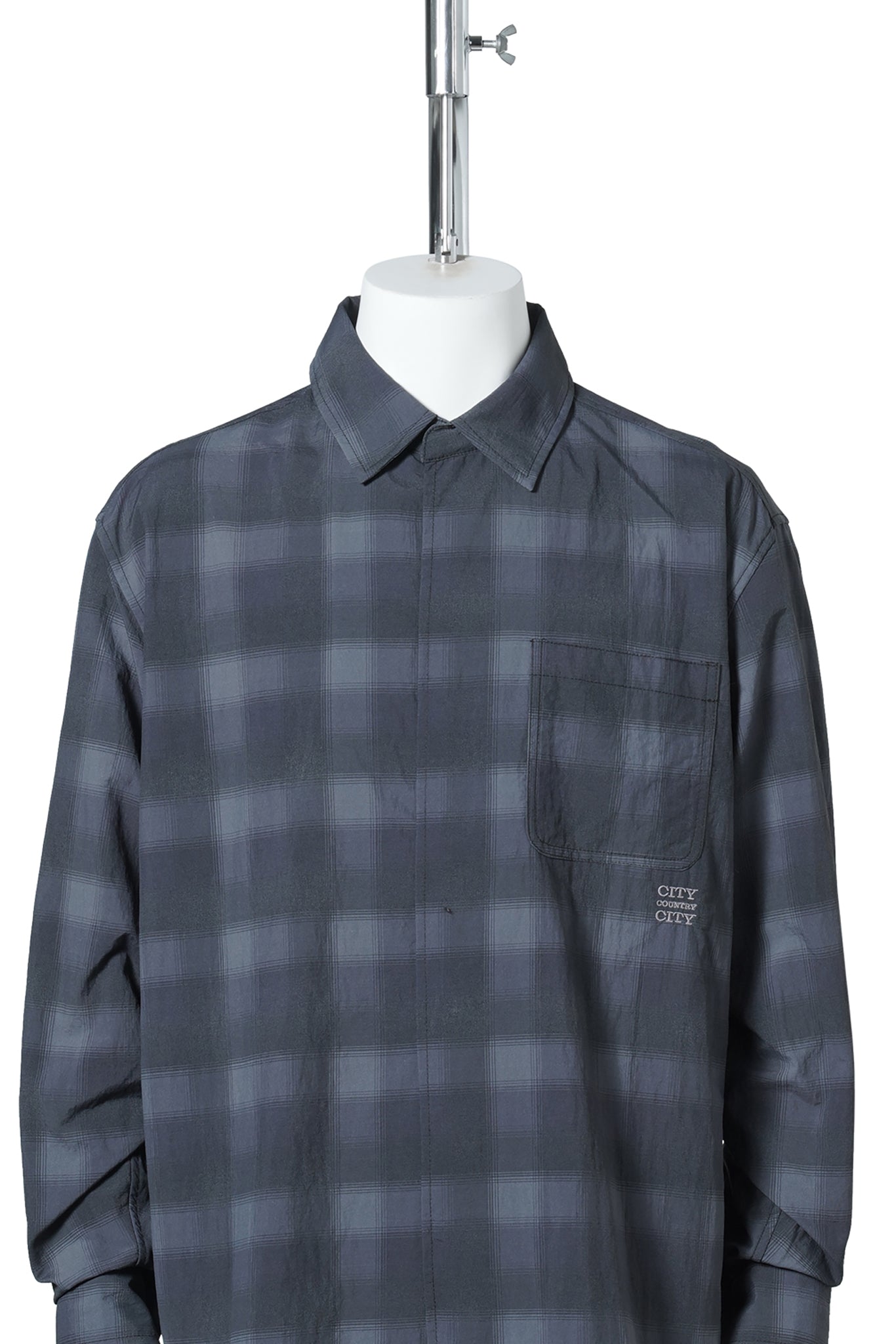 TASLAN NYLON CHECK SHIRT / BLACK