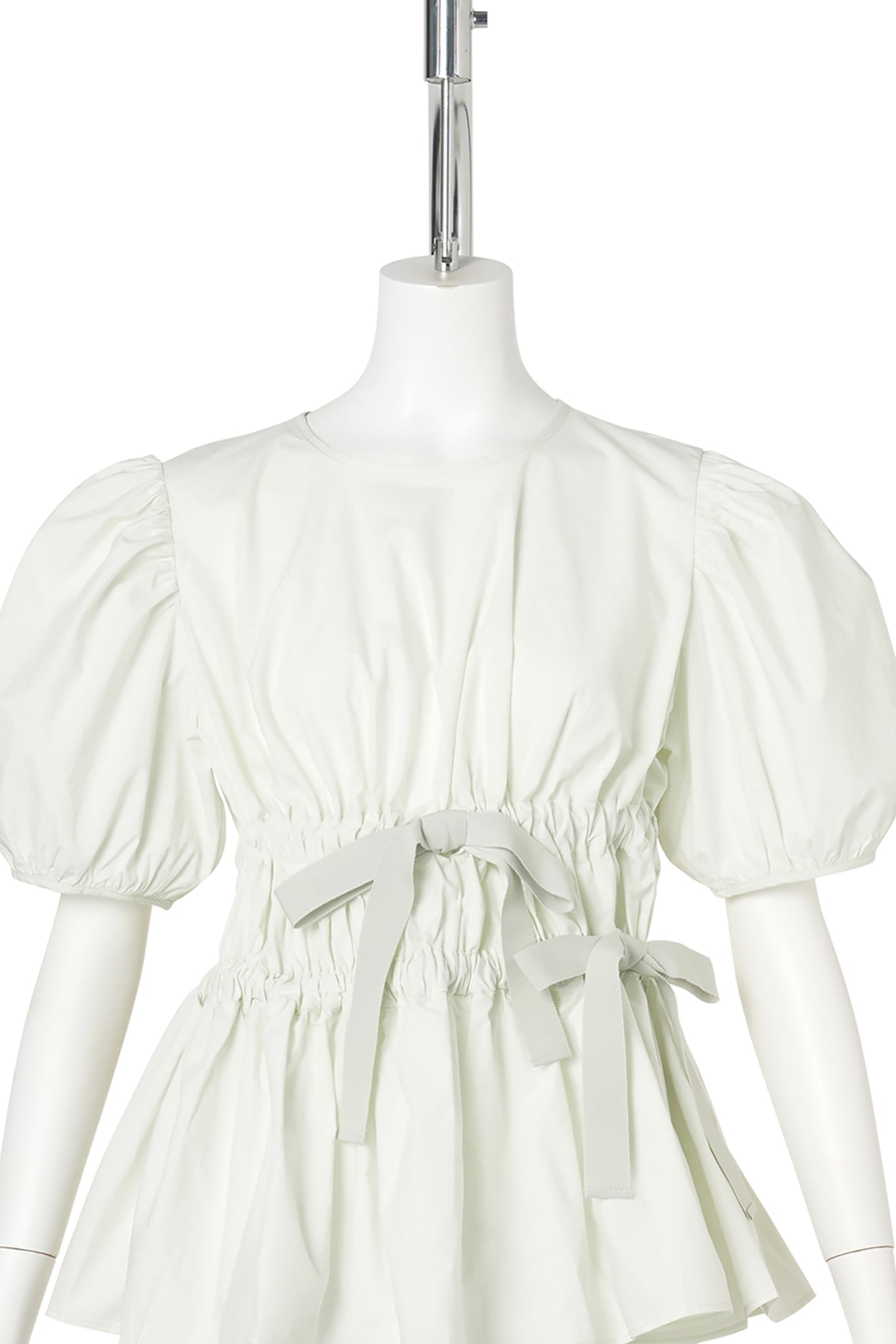PUFF SLEEVE TOP WITH TIE DETAILS / PALE GREEN