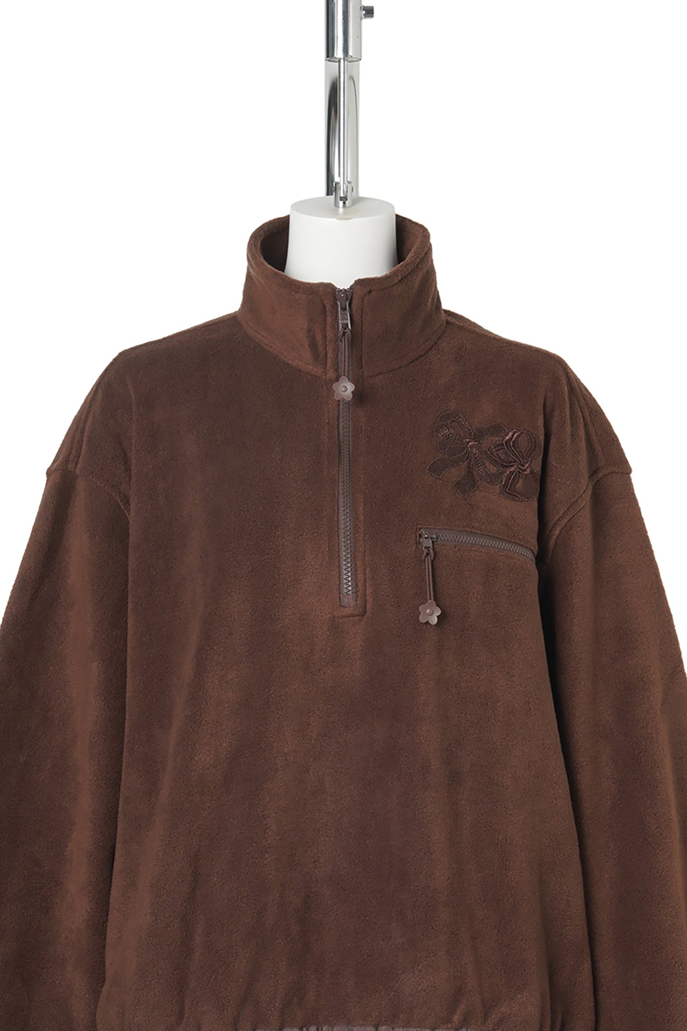 HALF ZIP ANORAK WITH DRAWSTRINGS / BROWN