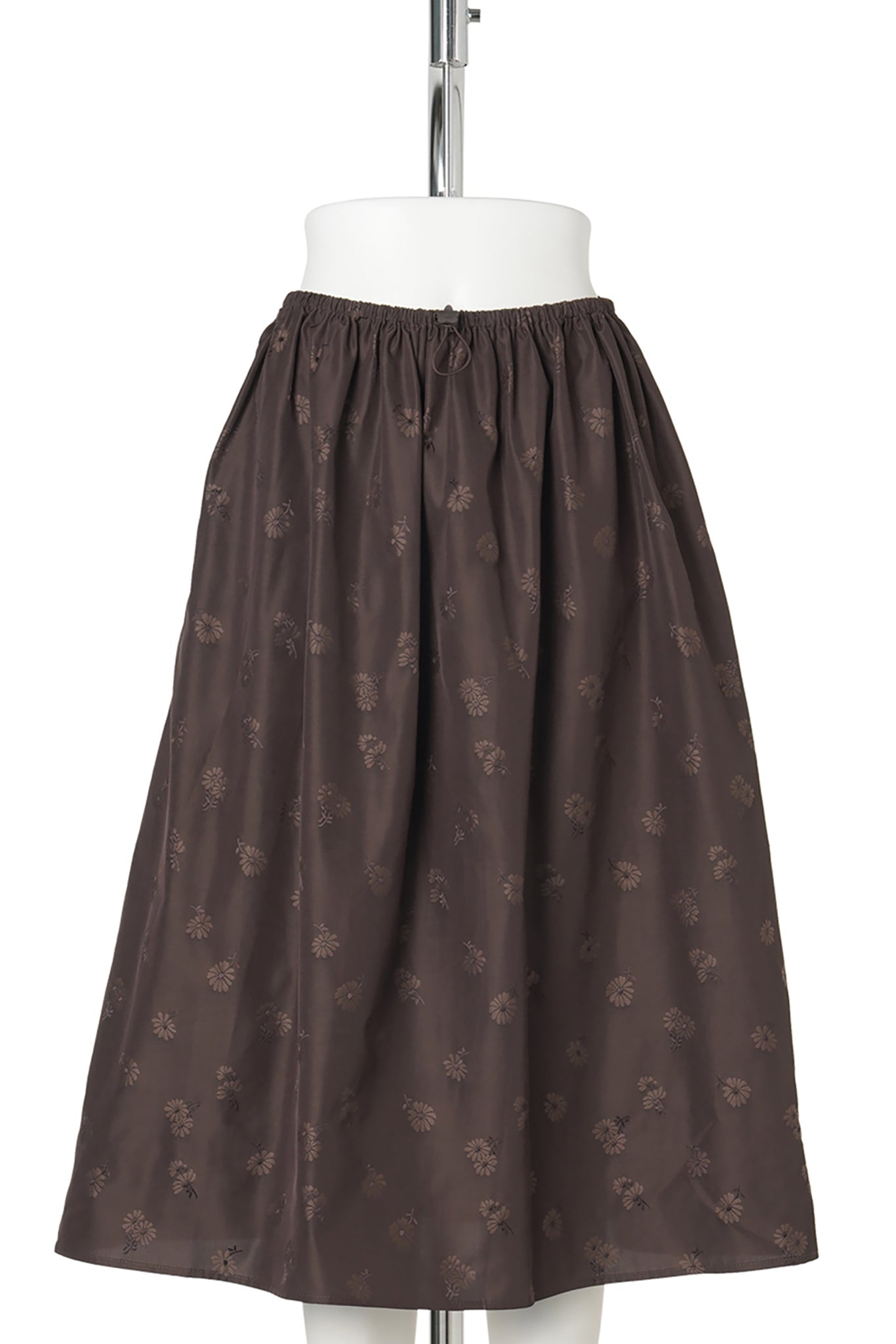 SKIRT WITH DRAWSTRING WAIST AND INSEAM POCKETS / BROWN