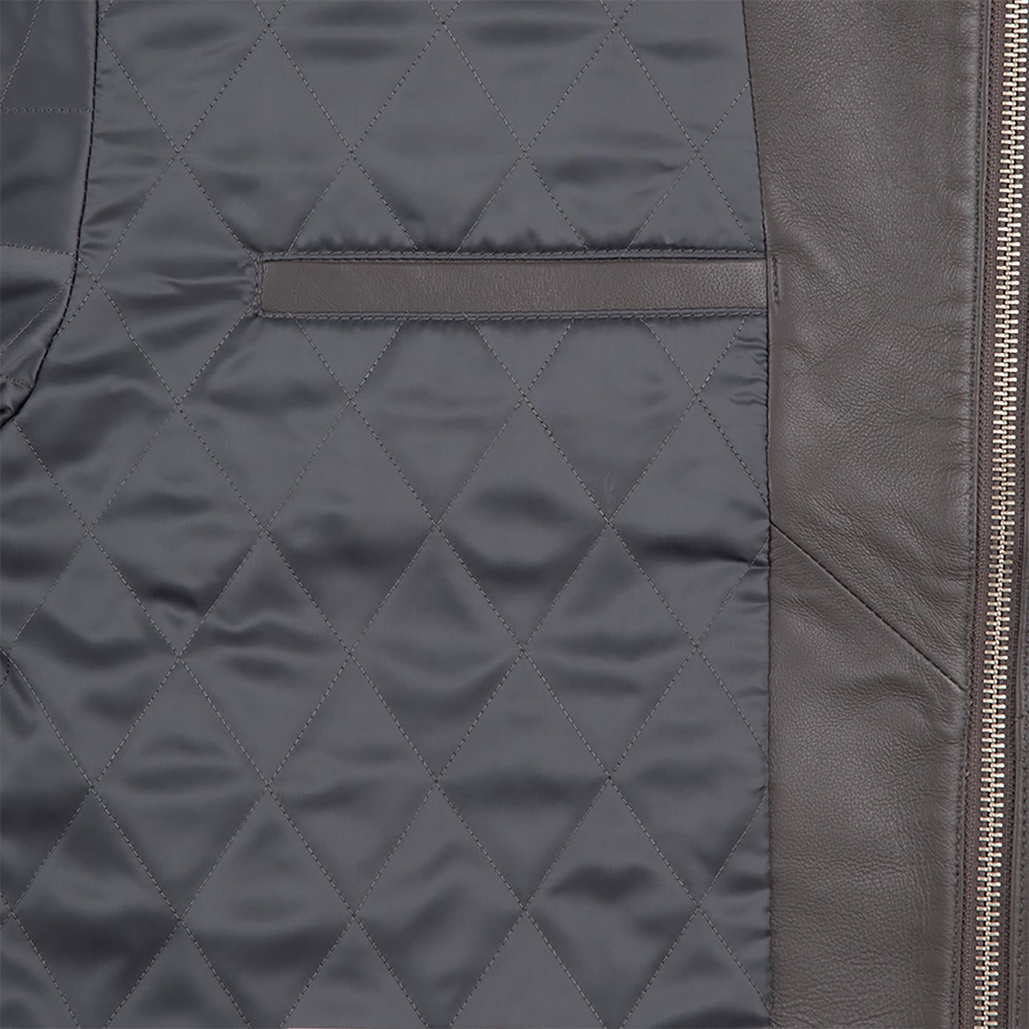 LEATHER ZIP JACKET / GREY