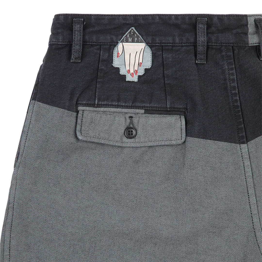 OVERDYE STRIPE TWO TUCK PANTS / GREY