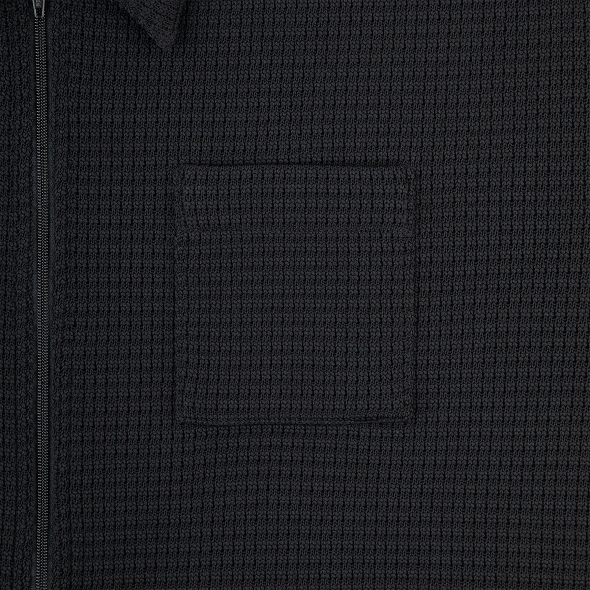 WAFFLE PE JERSEY ZIP SHIRT / BLACK