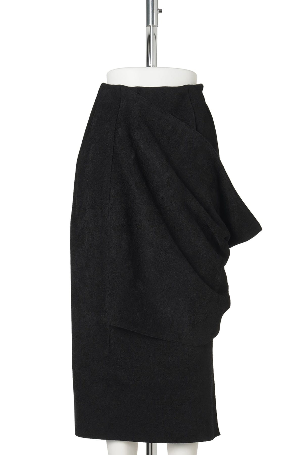 MILAN VELVET-DRAPED SKIRT / BLACK