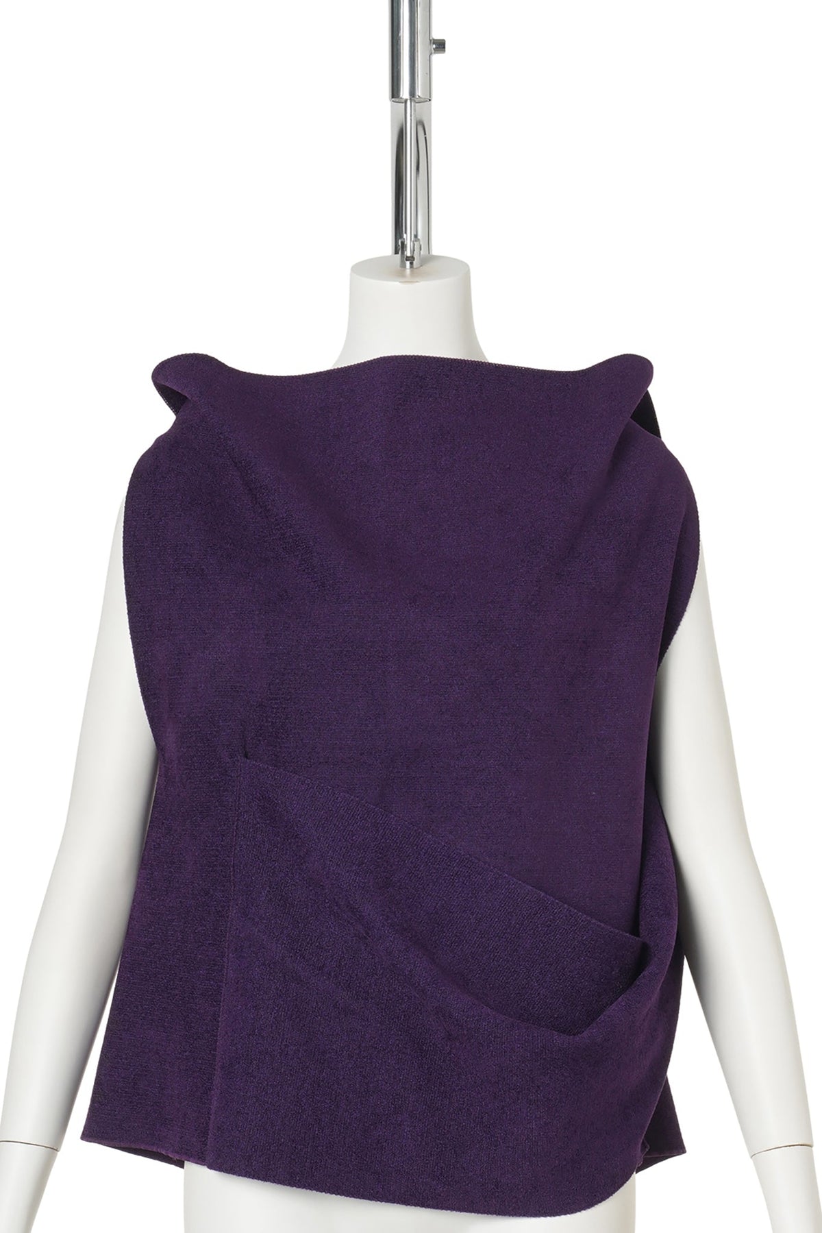 MILAN VELVET-DRAPED SLEEVELESS TOP / AUBERGINE VIOLET