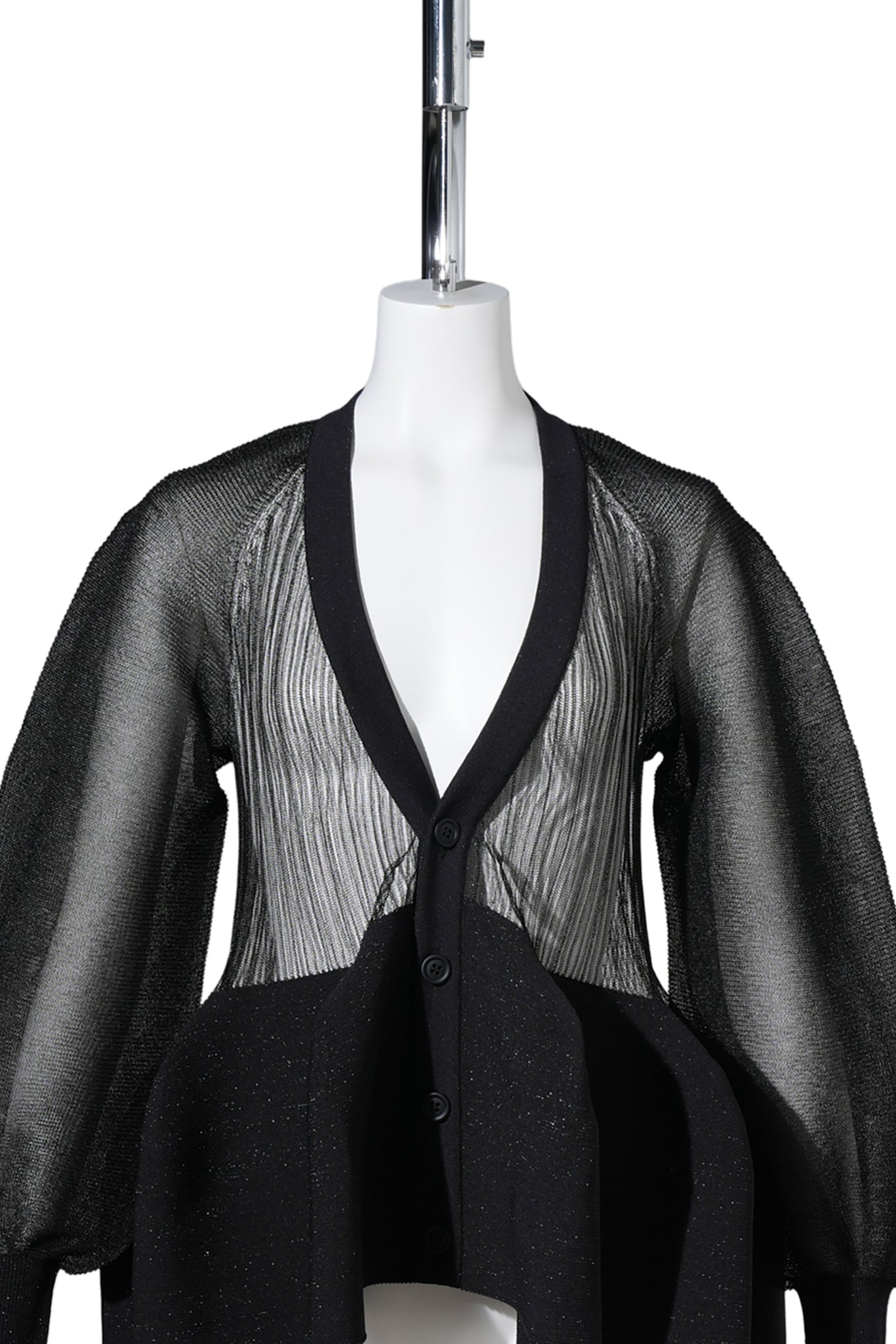 POTTERY LUCENT GLITTER-PUFF SLEEVE CARDIGAN / BLACK MULTI
