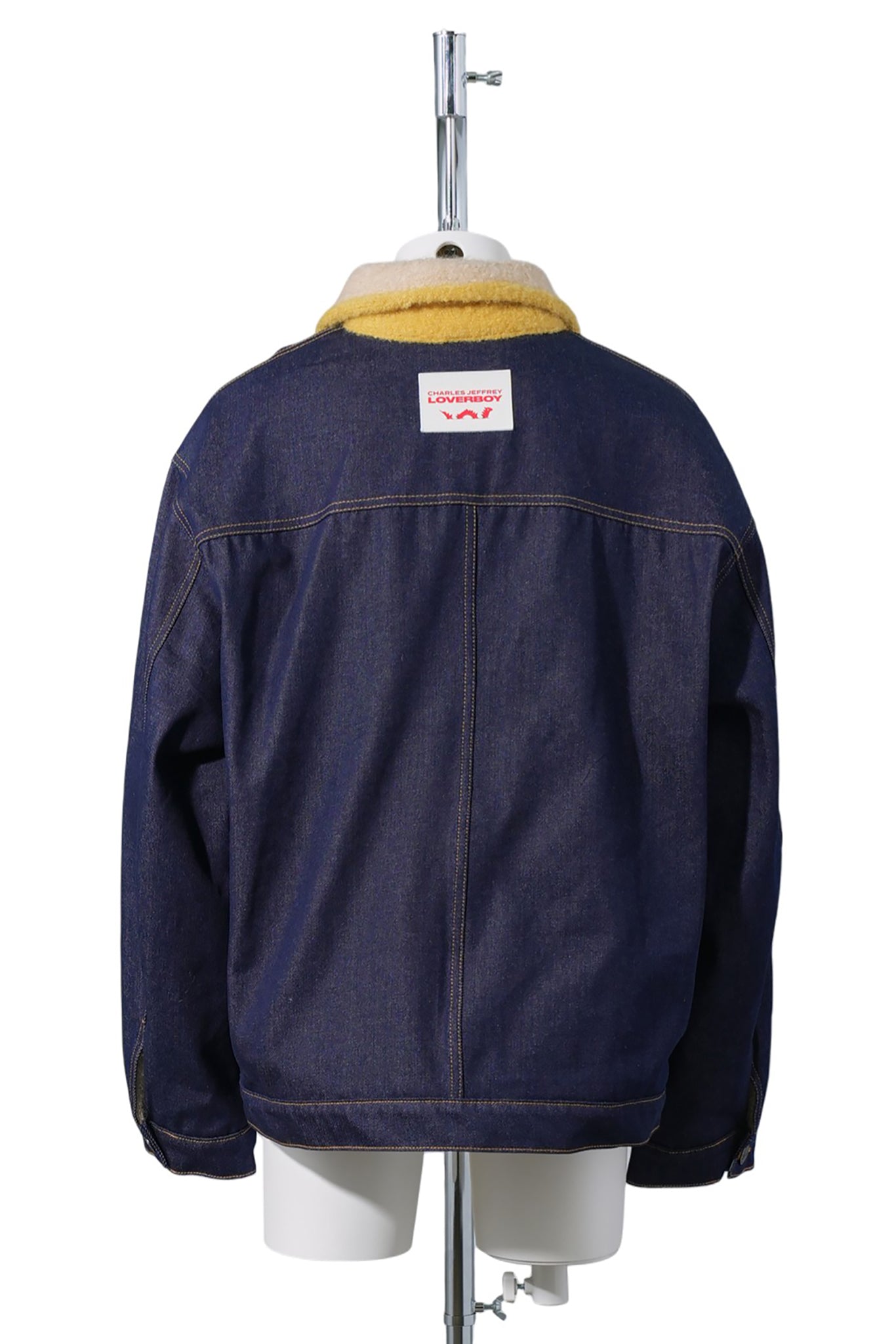 DENIM JACKET WITH KNITTED COLLAR / INDIGO DENIM