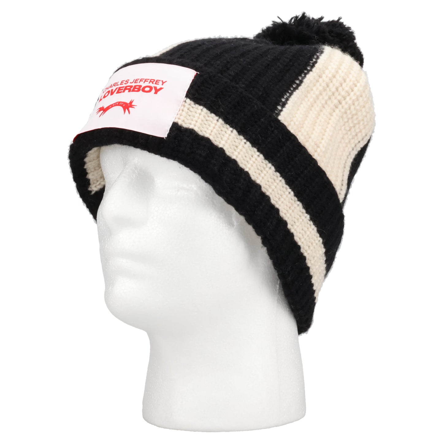 POMPOM BEANIE / BLACK/ECRU