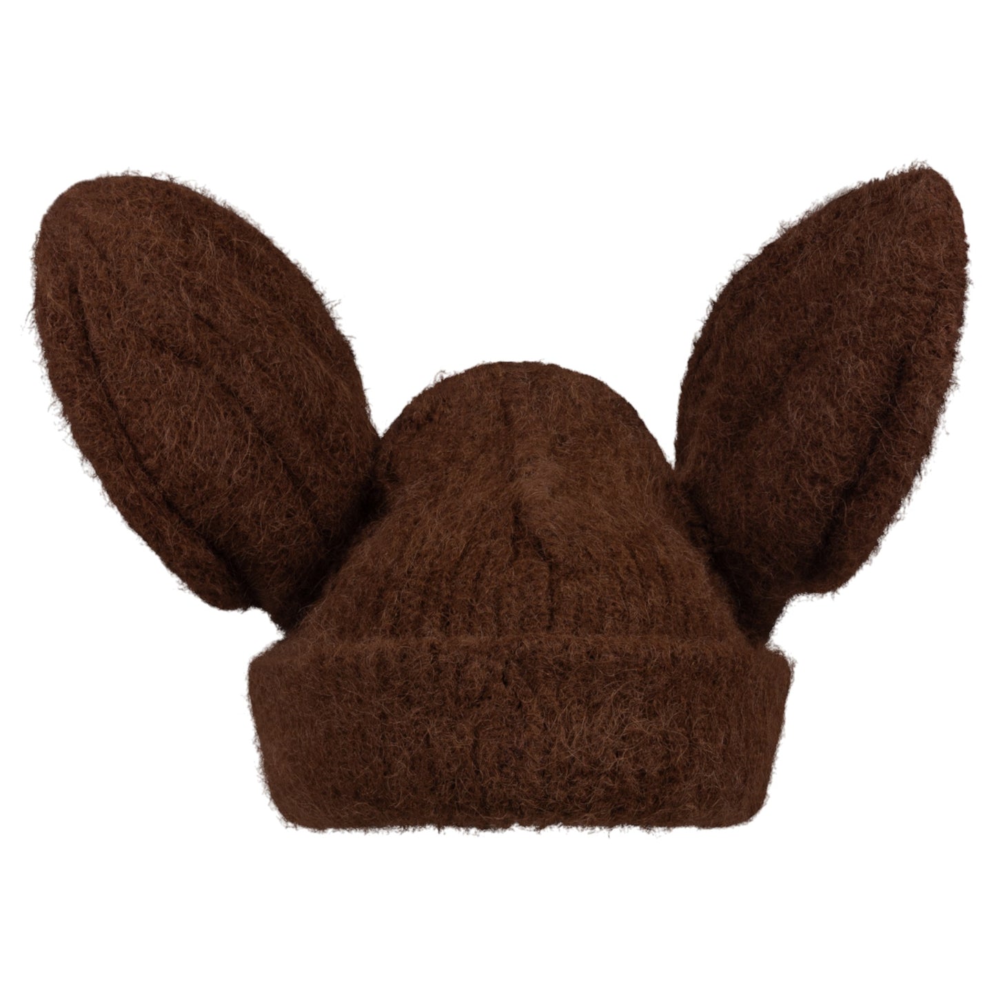 ARTISANAL RABBIT BEANIE / BROWN/PINK