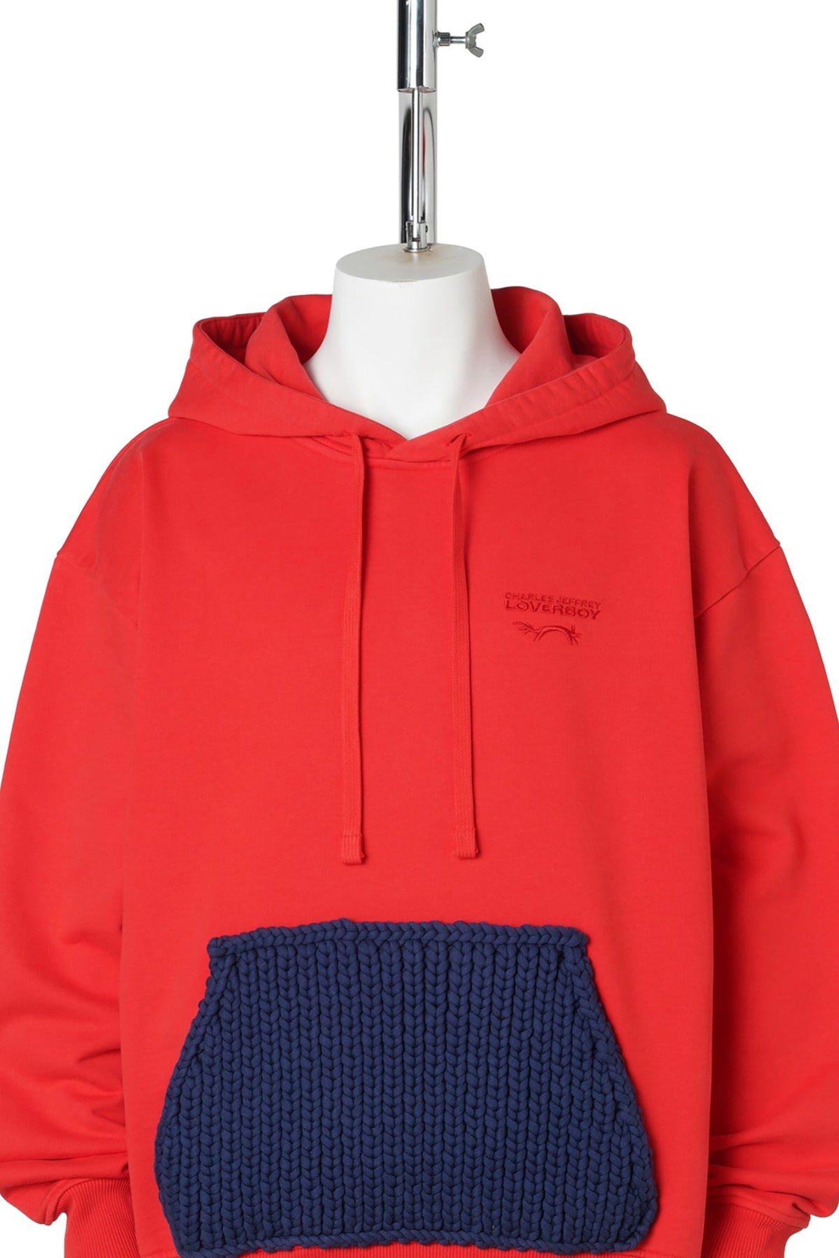 EARS PATCH HOODY / KNITTED RED